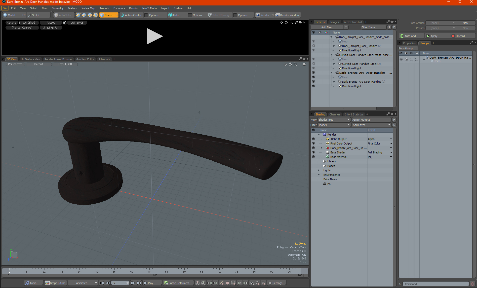 3D Dark Bronze Arc Door Handles model