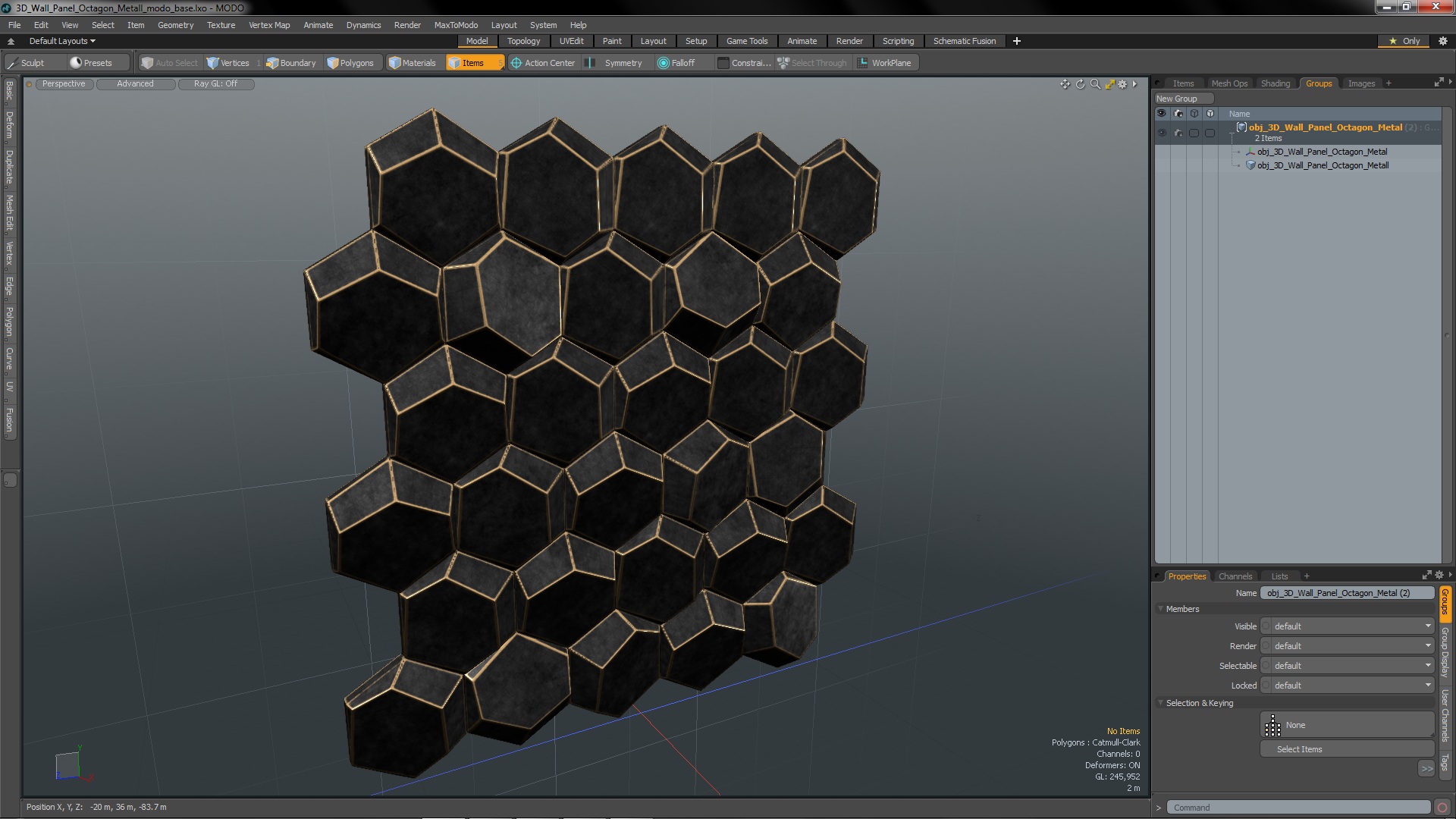 3D Wall Panel Octagon Metal 3D