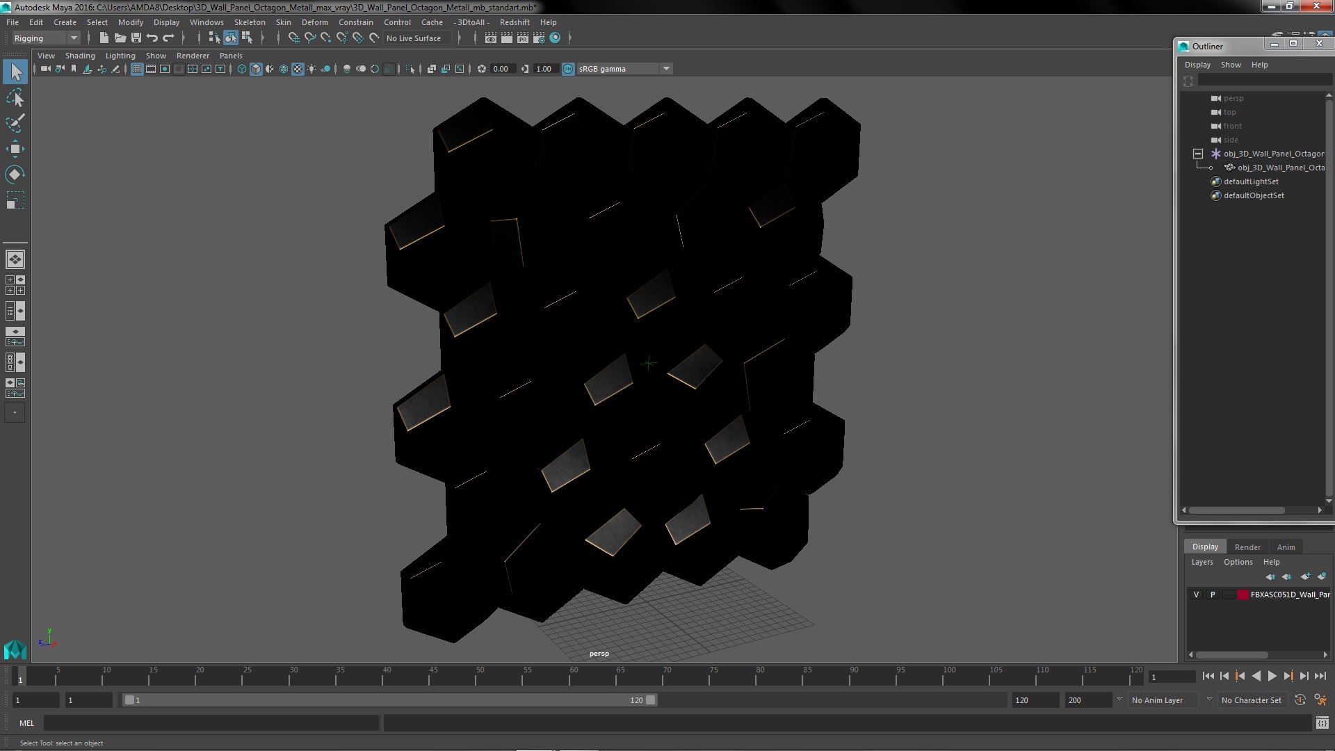 3D Wall Panel Octagon Metal 3D