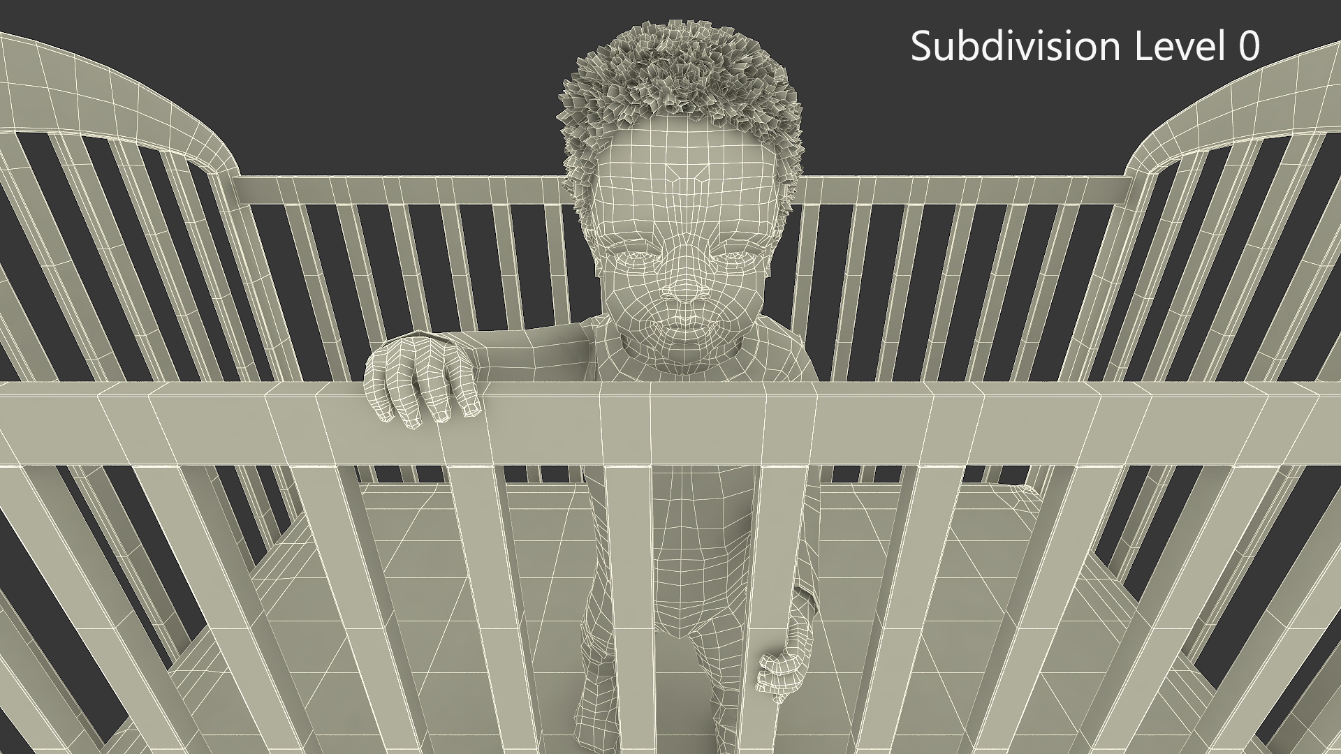 3D model Black Toddler Boy in Bed Standing Rigged
