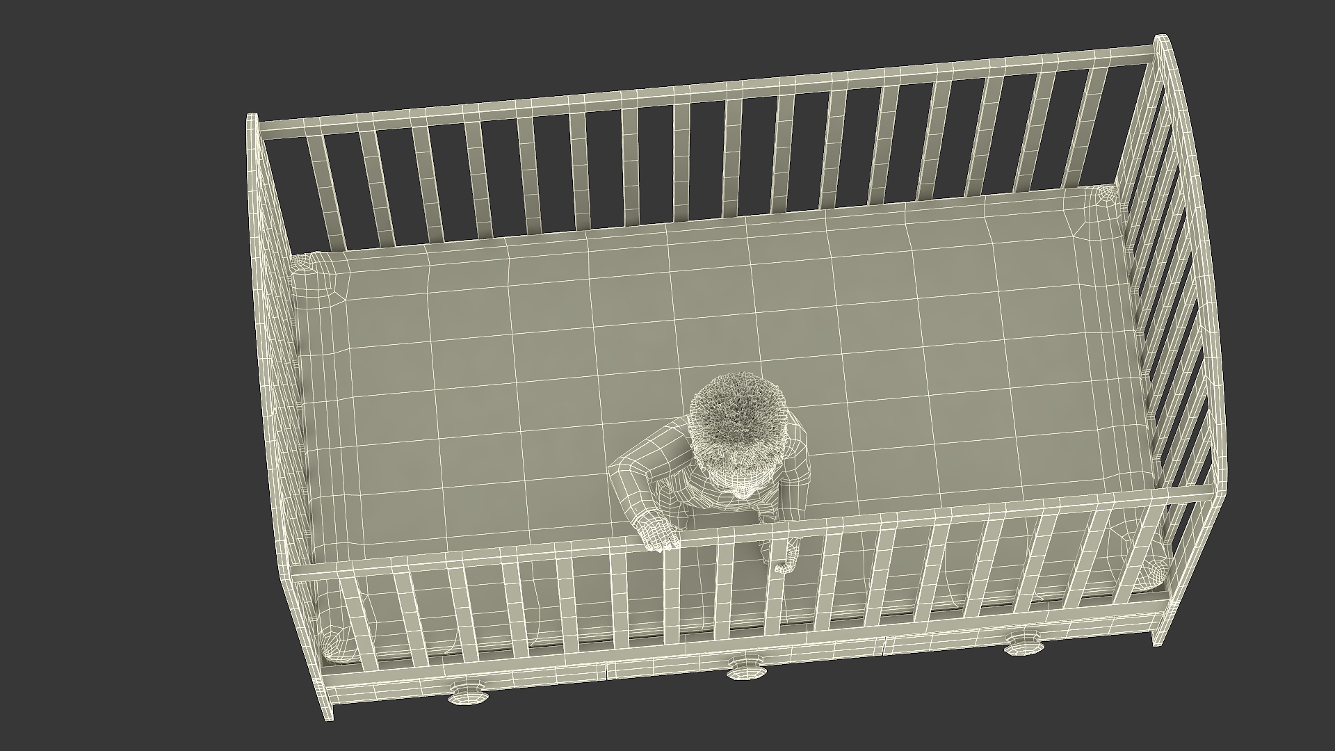 3D model Black Toddler Boy in Bed Standing Rigged