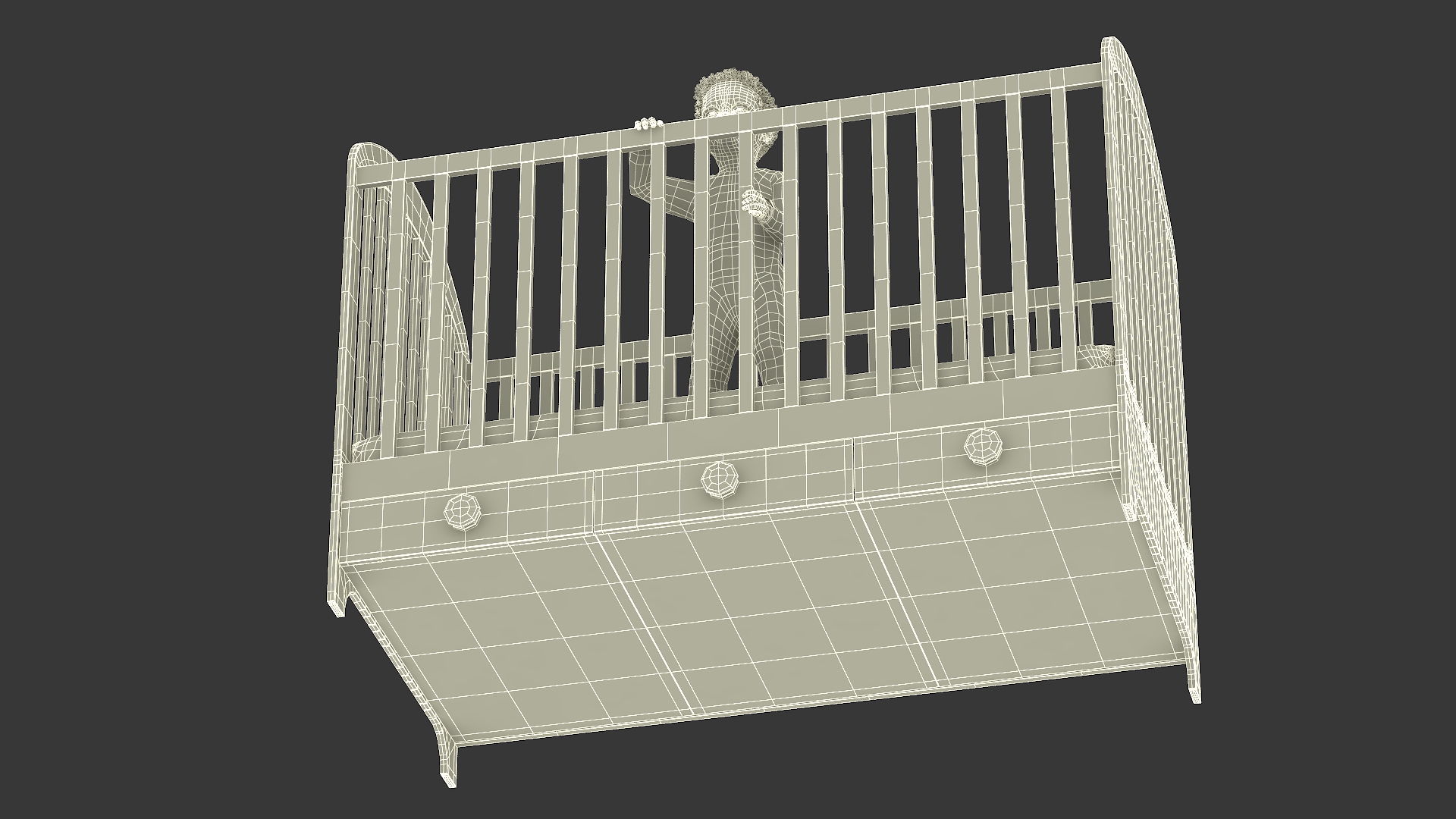 3D model Black Toddler Boy in Bed Standing Rigged