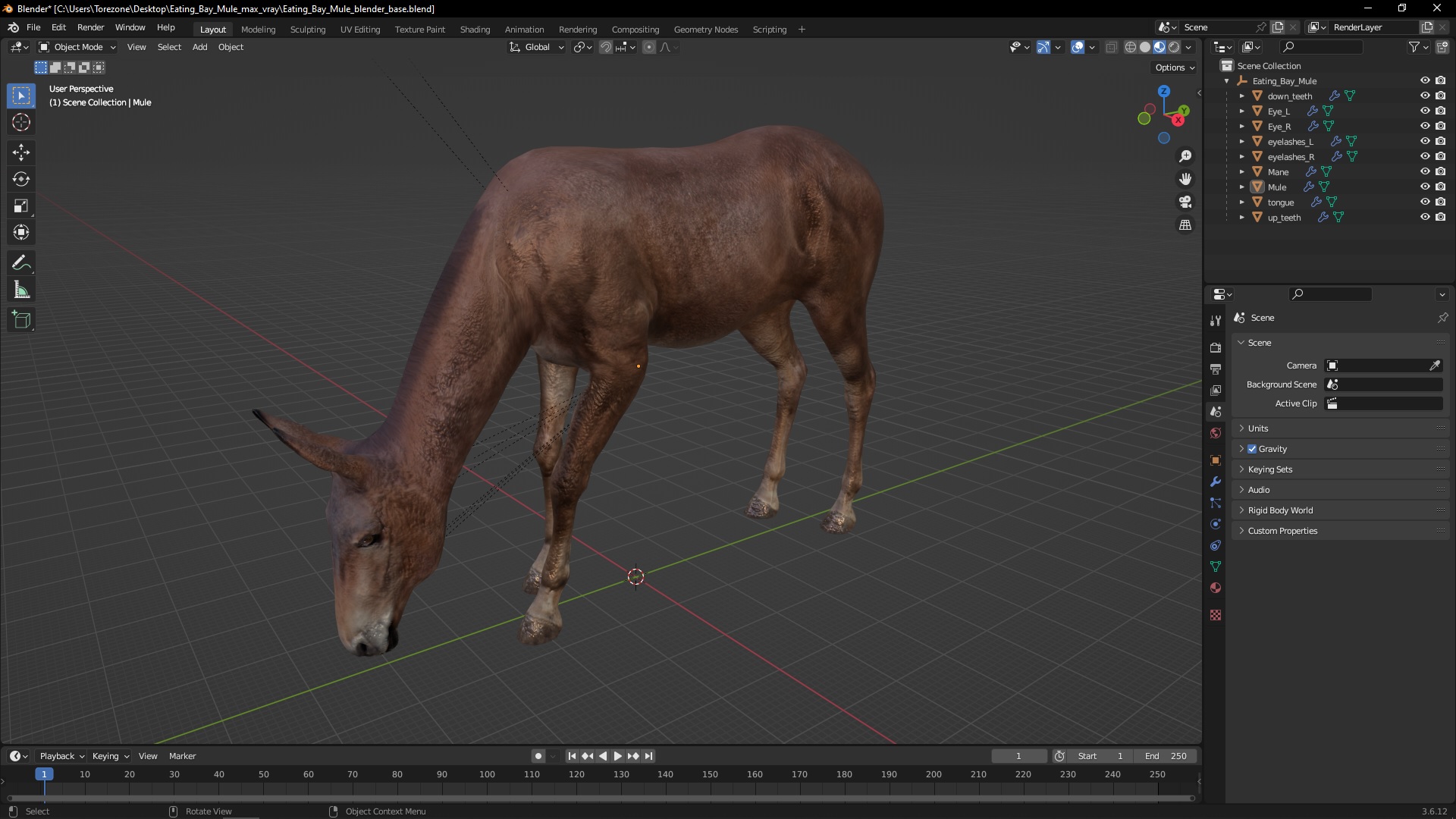 3D model Eating Bay Mule