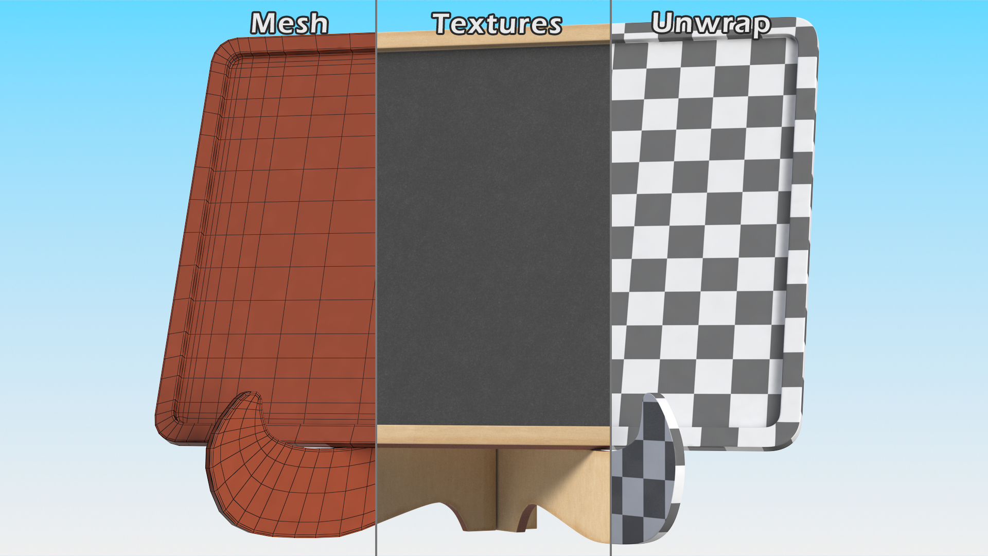 3D Small Plywood Chalkboard on Stand model