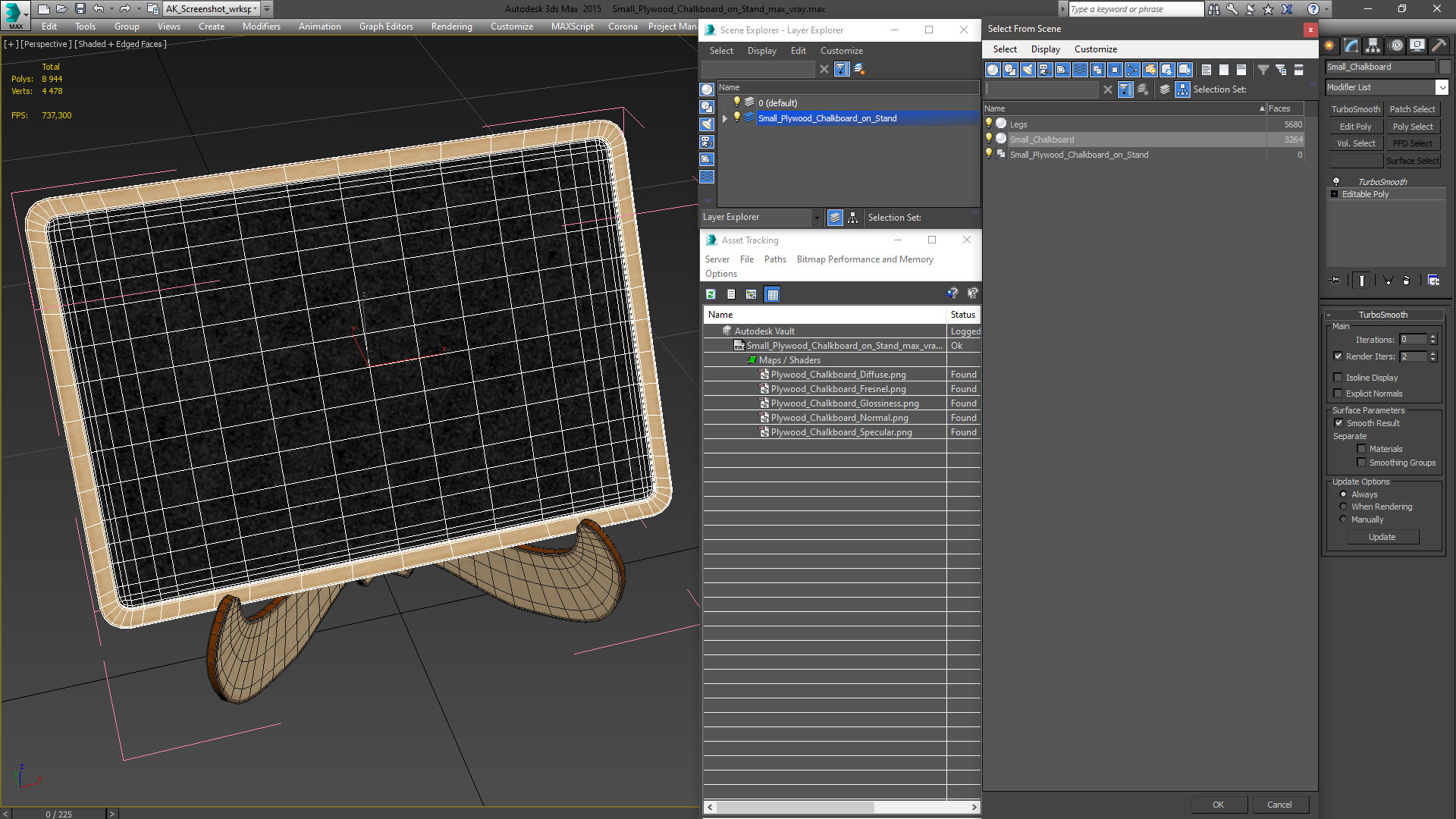 3D Small Plywood Chalkboard on Stand model