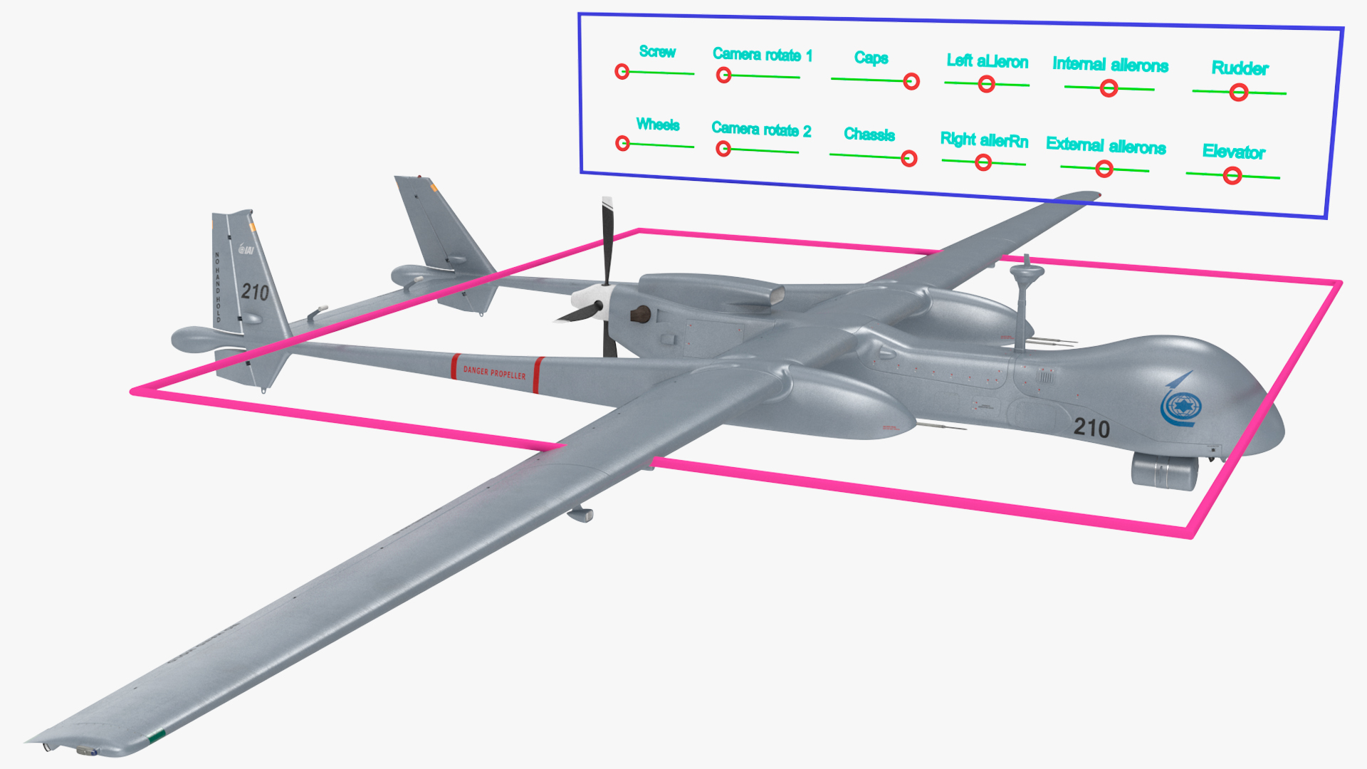 3D Unmanned Aerial Vehicle Drone IAI Eitan Rigged