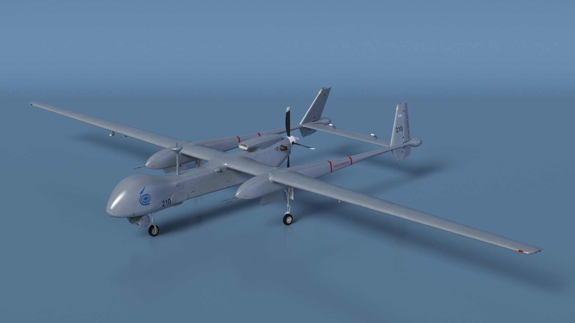 3D Unmanned Aerial Vehicle Drone IAI Eitan Rigged