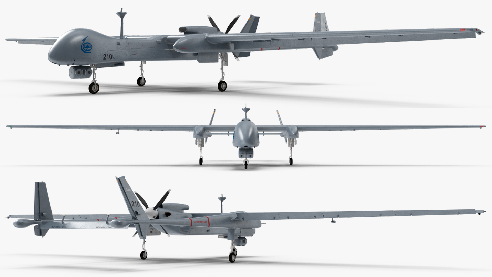 3D Unmanned Aerial Vehicle Drone IAI Eitan Rigged
