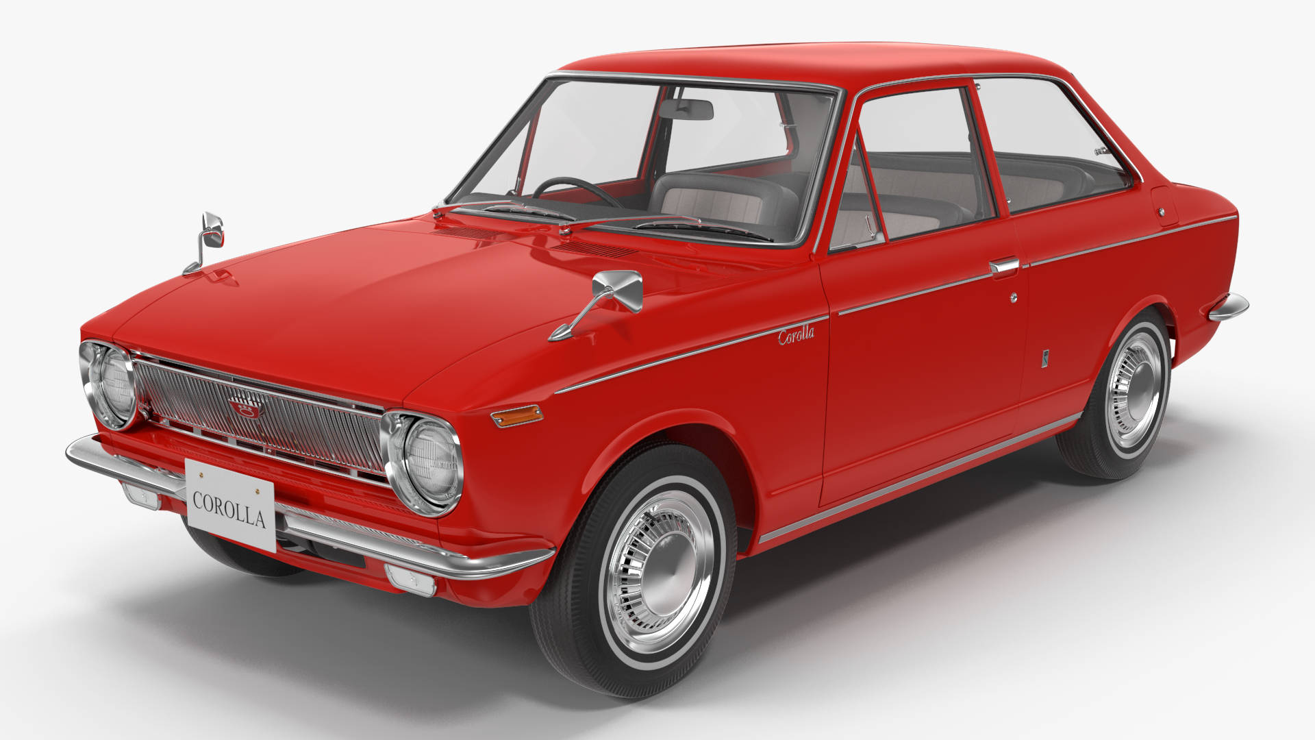 3D Toyota Corolla E10 1966 2-Door Sedan Red Rigged for Maya