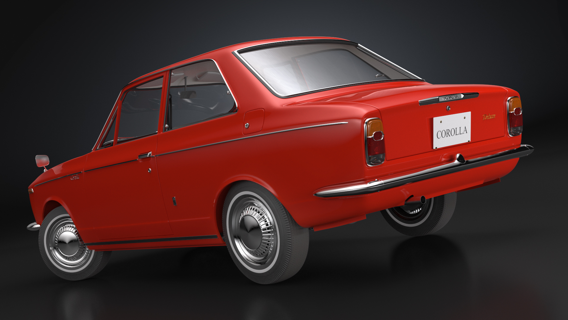 3D Toyota Corolla E10 1966 2-Door Sedan Red Rigged for Maya