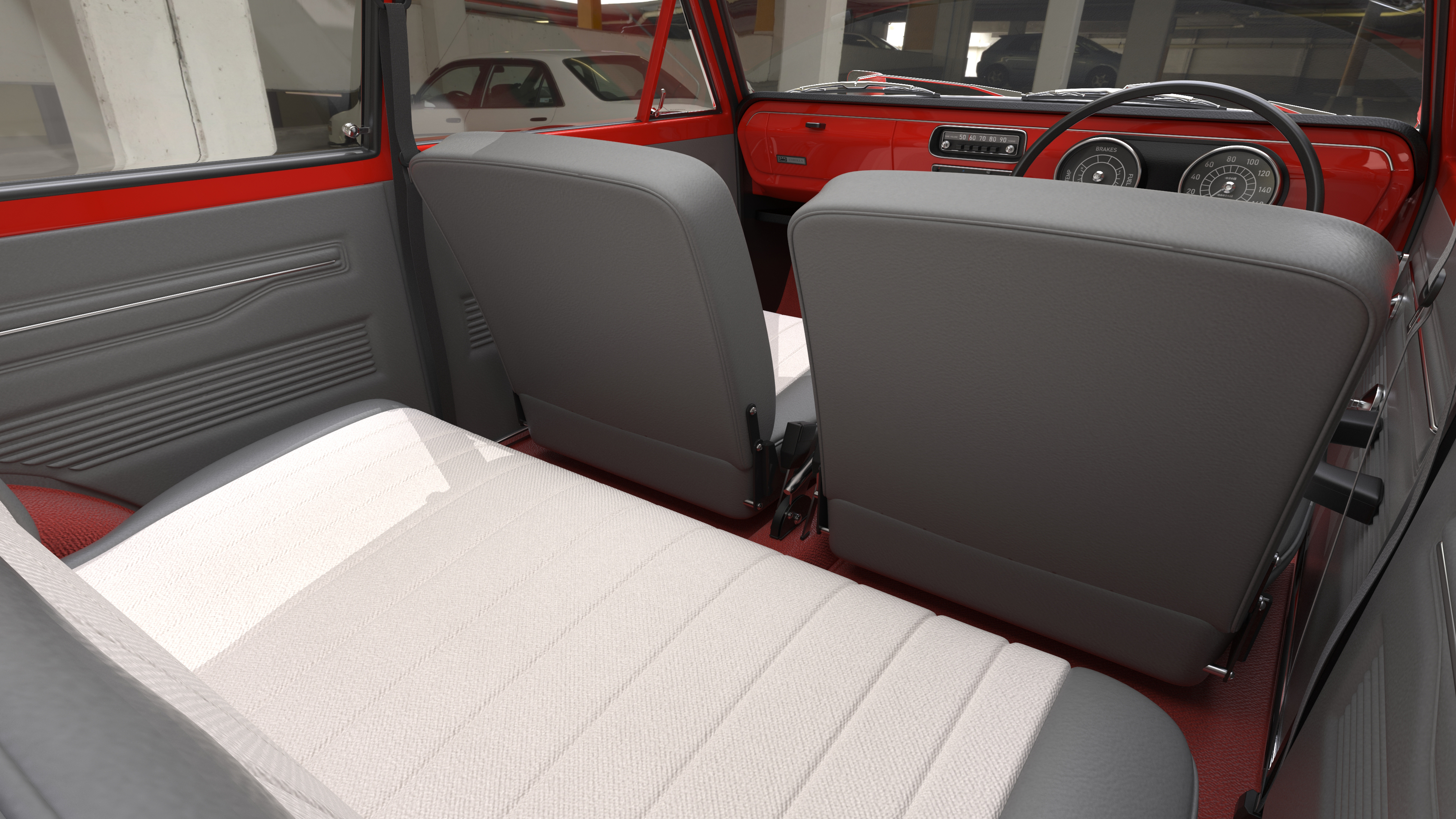 3D Toyota Corolla E10 1966 2-Door Sedan Red Rigged for Maya