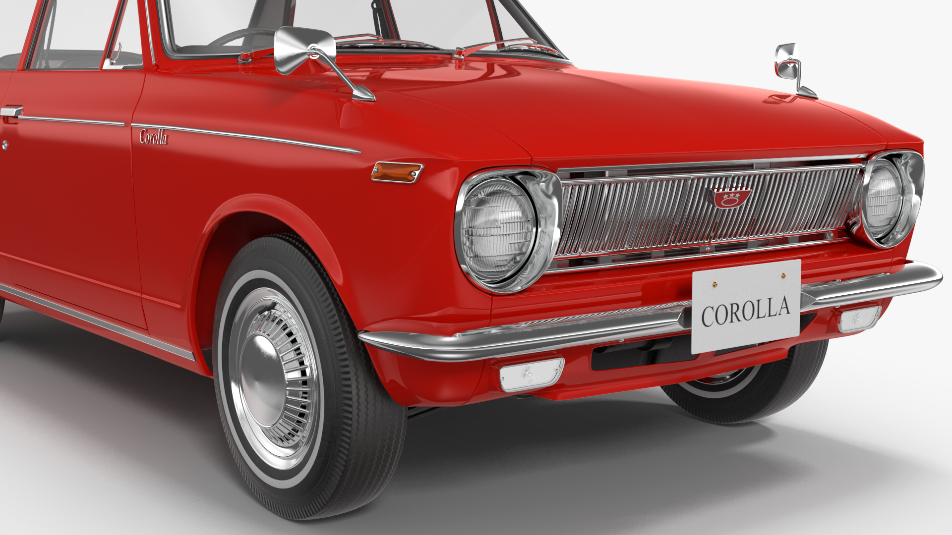 3D Toyota Corolla E10 1966 2-Door Sedan Red Rigged for Maya