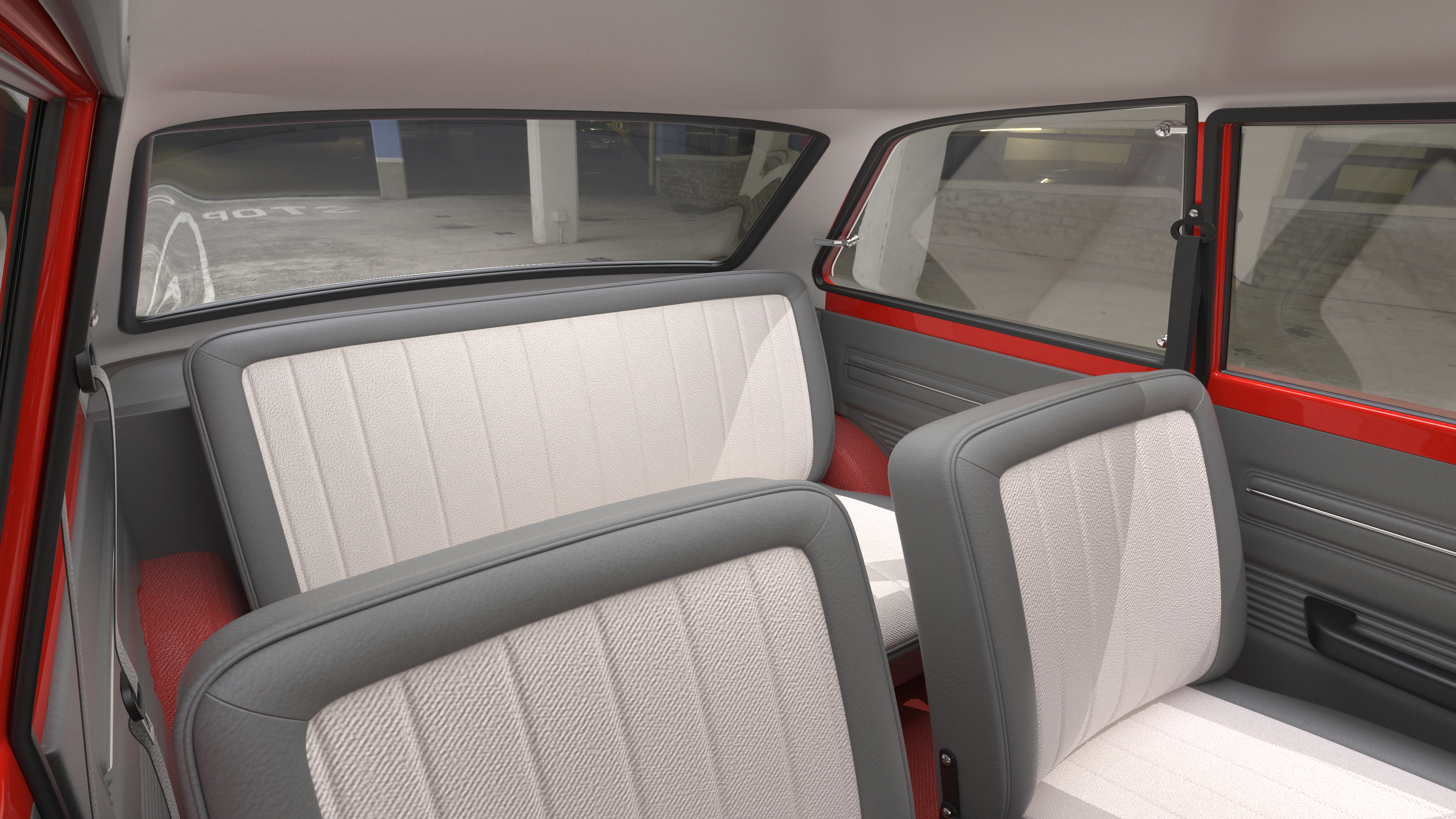 3D Toyota Corolla E10 1966 2-Door Sedan Red Rigged for Maya