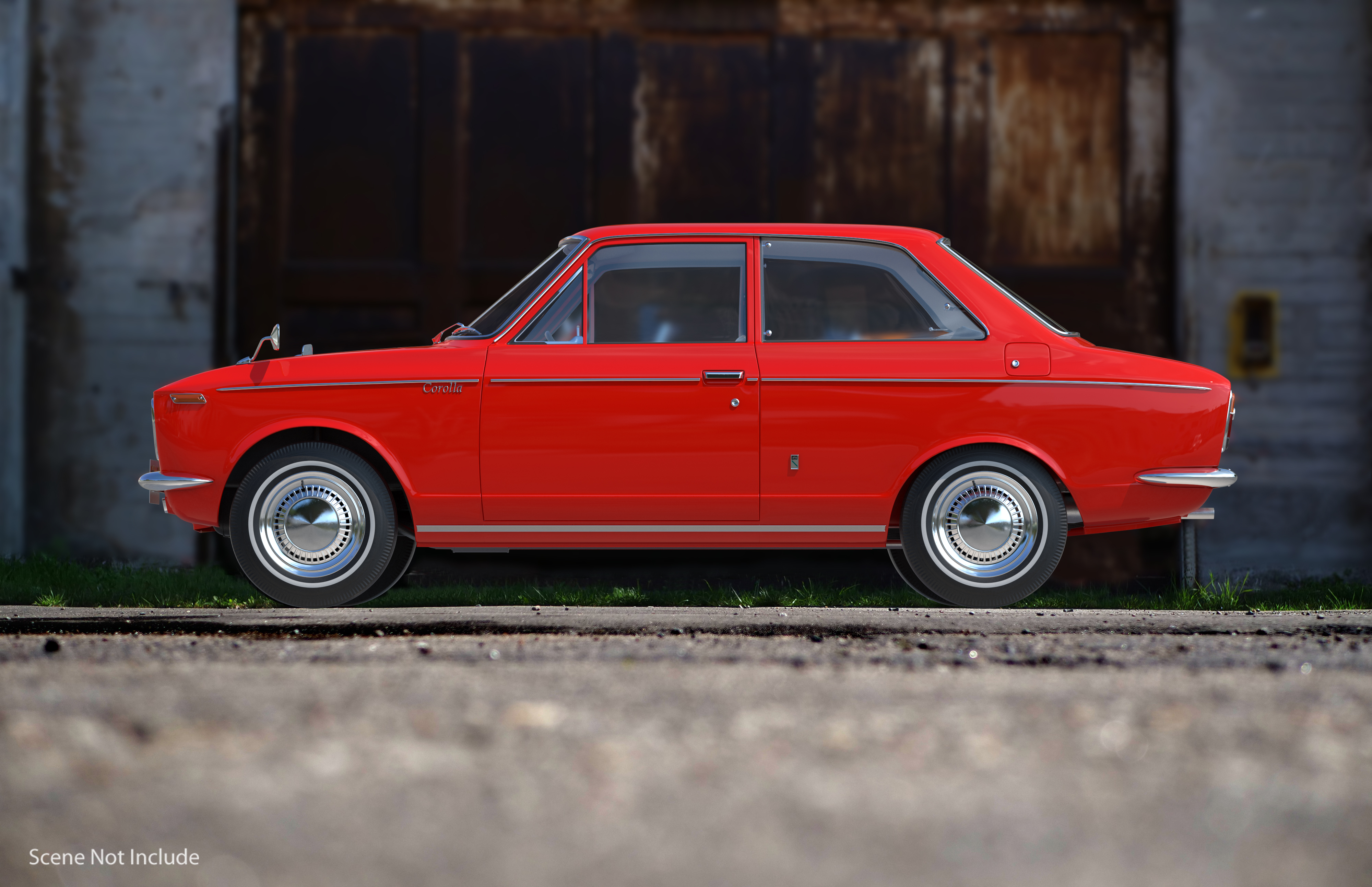 3D Toyota Corolla E10 1966 2-Door Sedan Red Rigged for Maya