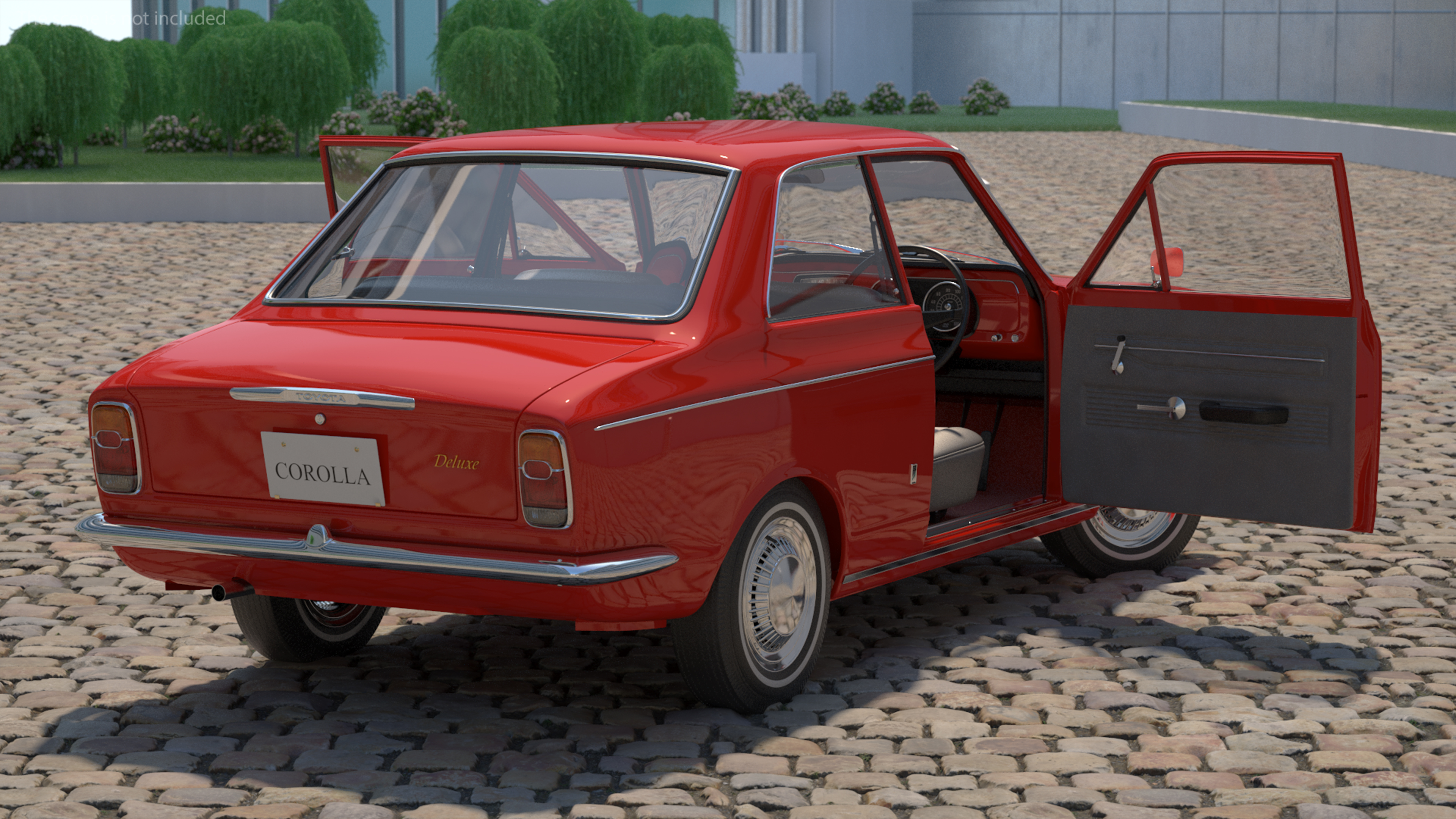 3D Toyota Corolla E10 1966 2-Door Sedan Red Rigged for Maya