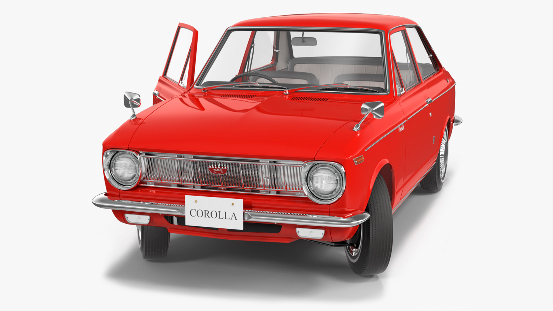 3D Toyota Corolla E10 1966 2-Door Sedan Red Rigged for Maya