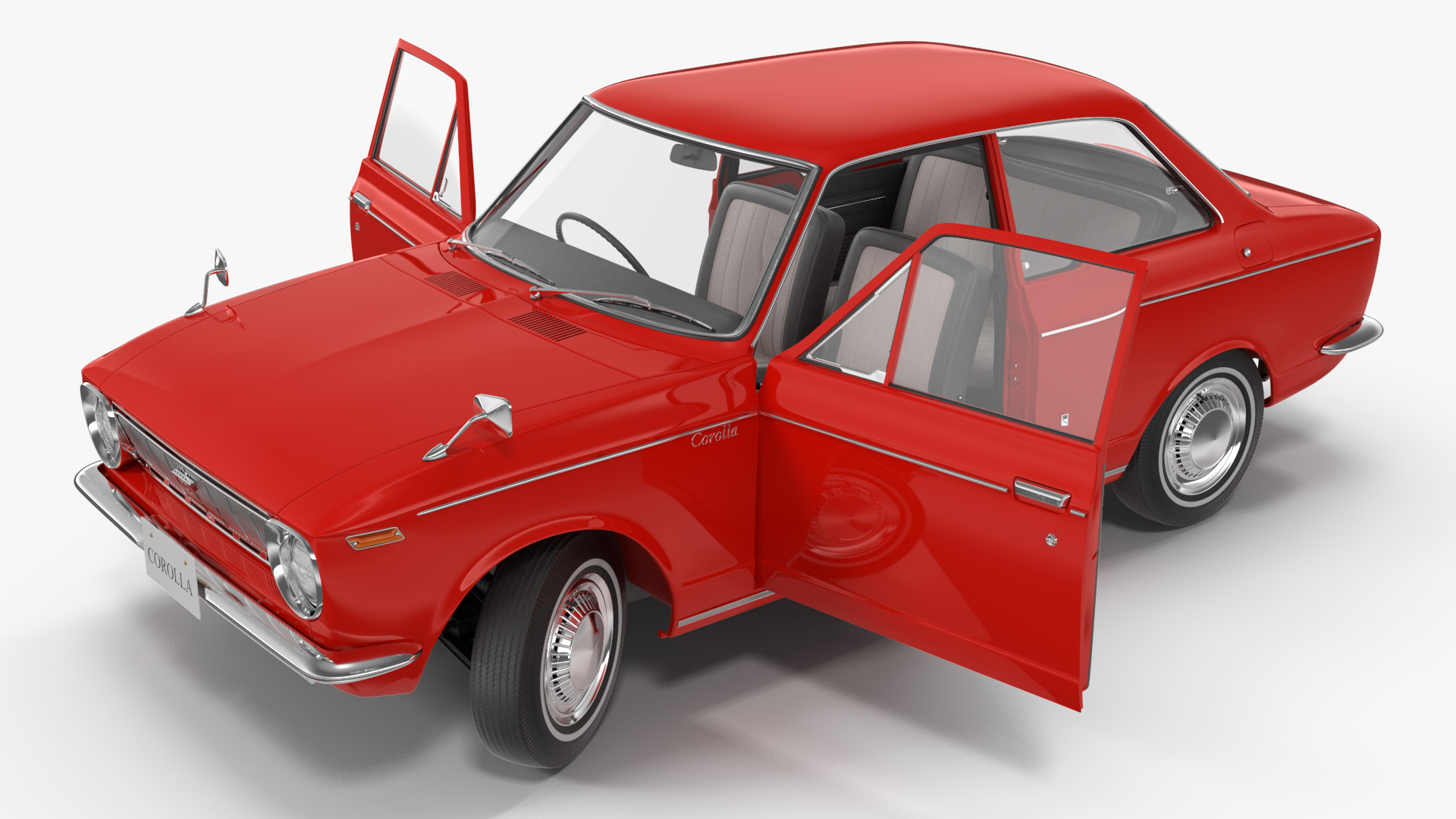 3D Toyota Corolla E10 1966 2-Door Sedan Red Rigged for Maya
