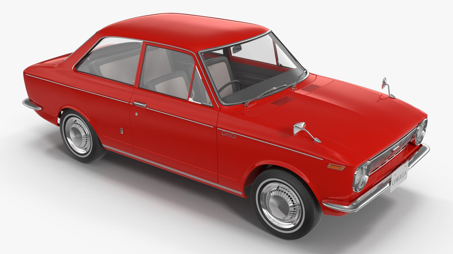 3D Toyota Corolla E10 1966 2-Door Sedan Red Rigged for Maya