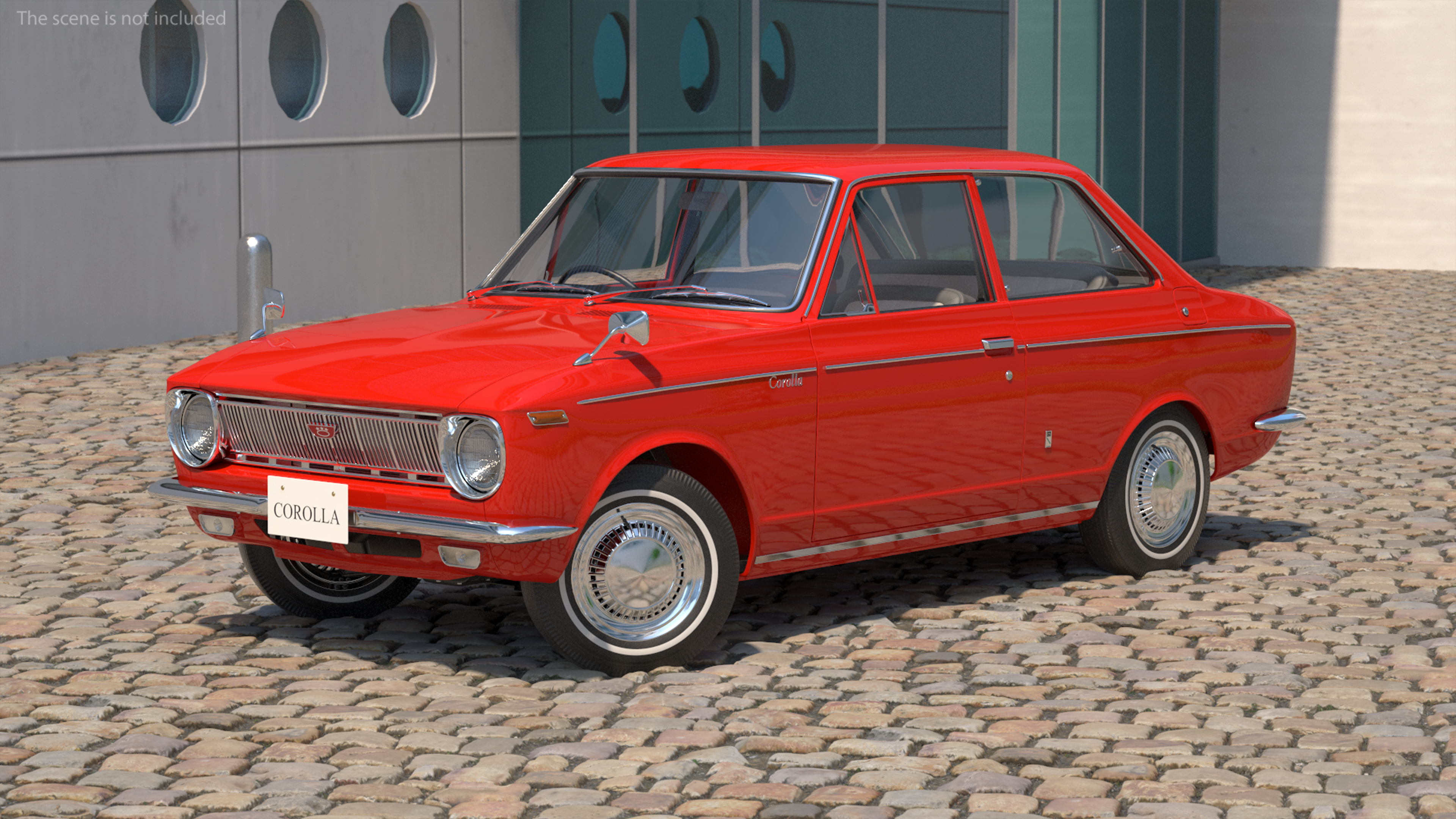 3D Toyota Corolla E10 1966 2-Door Sedan Red Rigged for Maya