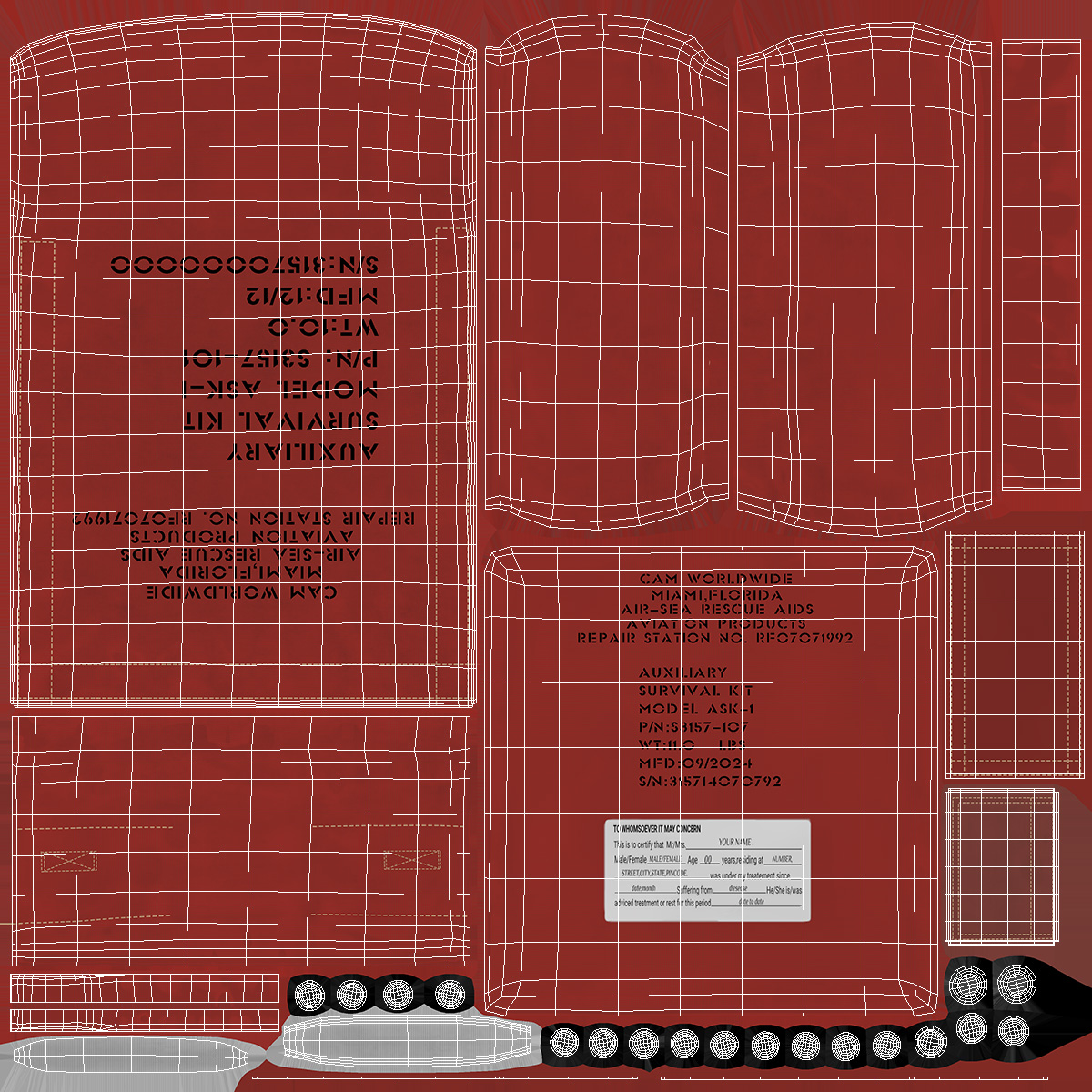 3D Airplane Survival Kit