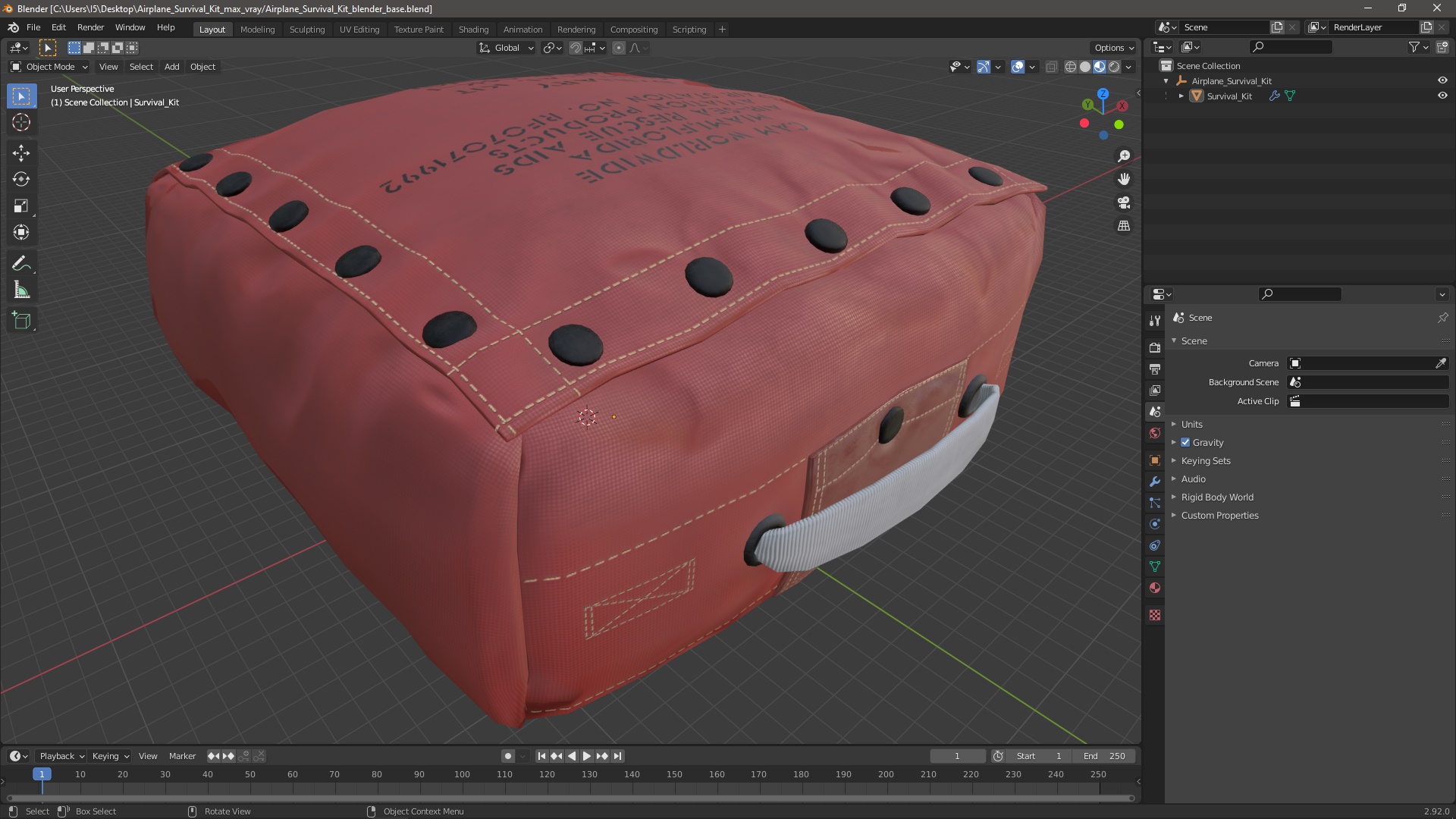 3D Airplane Survival Kit
