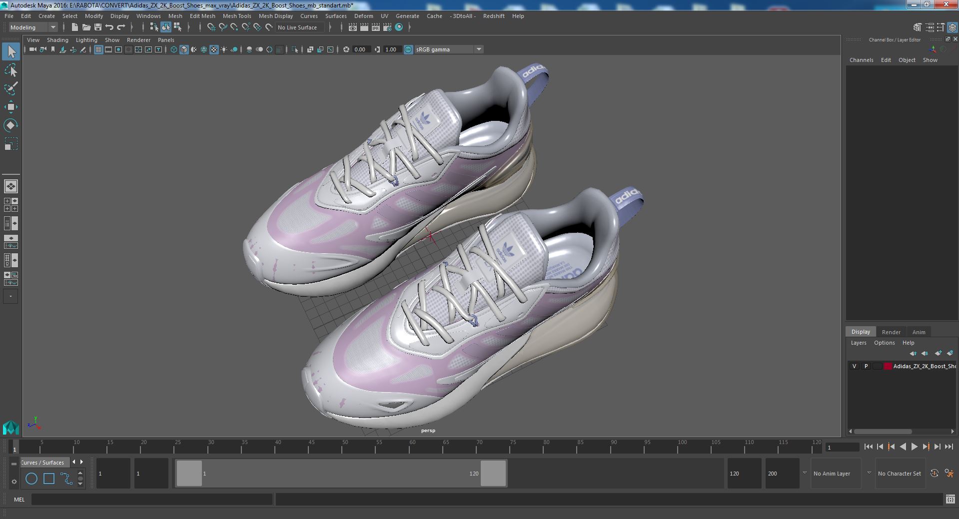 Adidas ZX 2K Boost Shoes 3D model