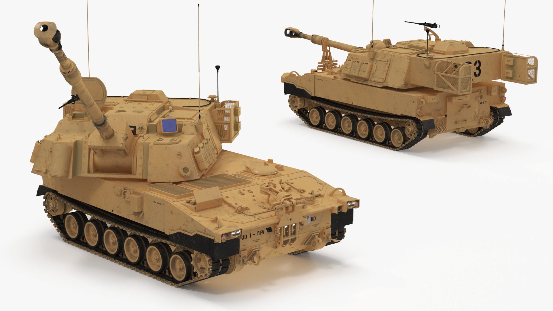 3D model M109 Paladin Howitzer Beige Color Rigged