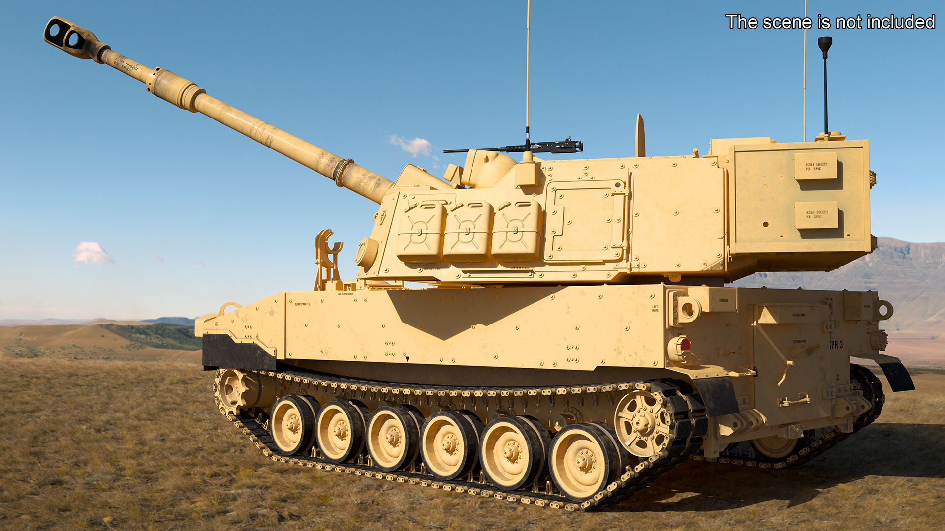 3D model M109 Paladin Howitzer Beige Color Rigged