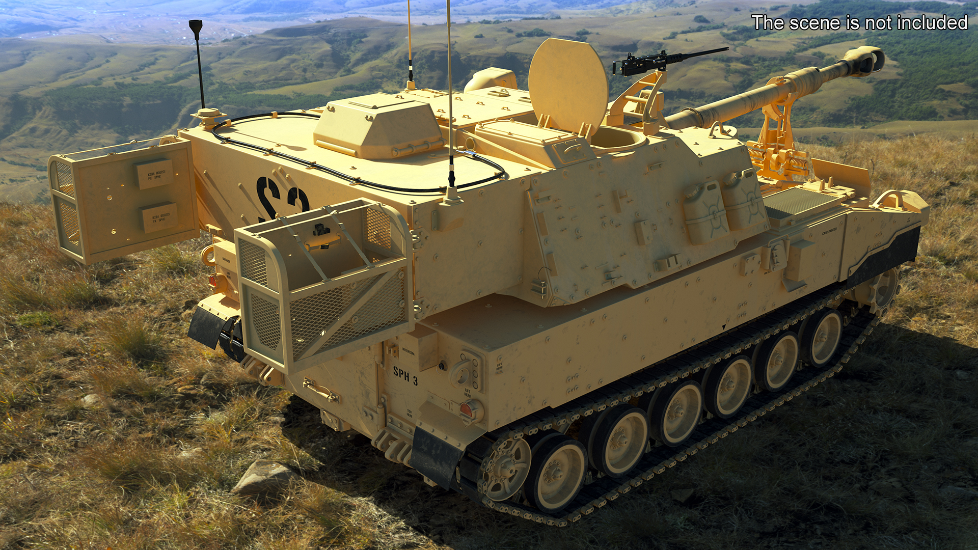 3D model M109 Paladin Howitzer Beige Color Rigged