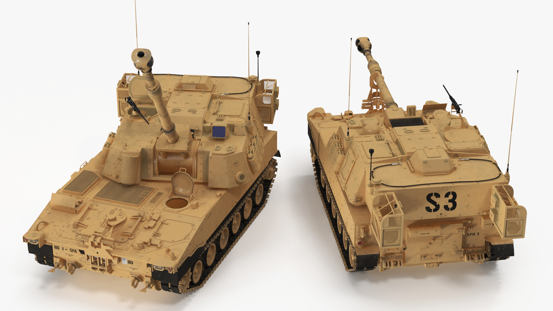 3D model M109 Paladin Howitzer Beige Color Rigged