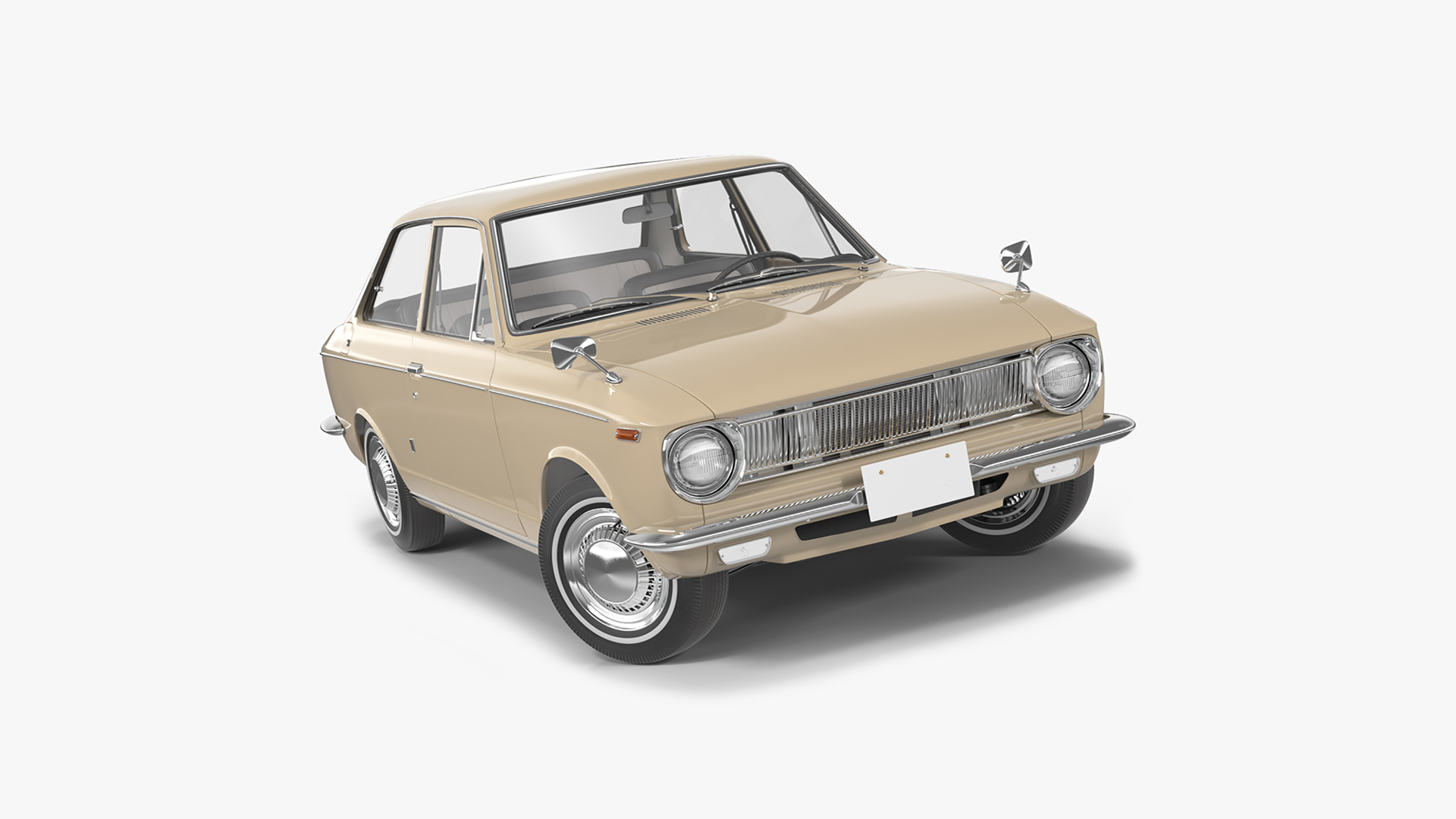 Vintage Beige Japanese Car Rigged for Cinema 4D 3D