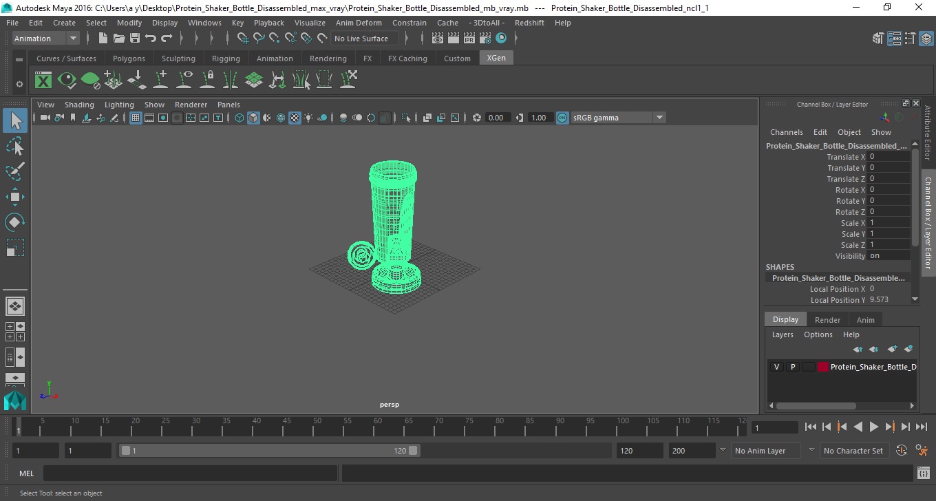Protein Shaker Bottle Disassembled 3D model