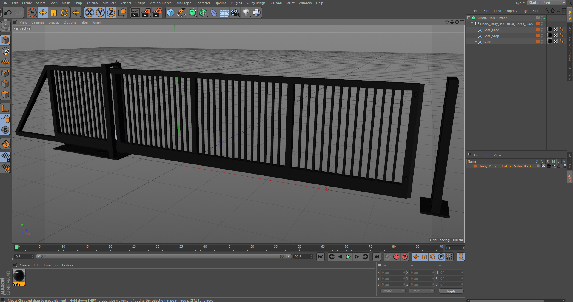 3D Heavy Duty Industrial Gates Black model