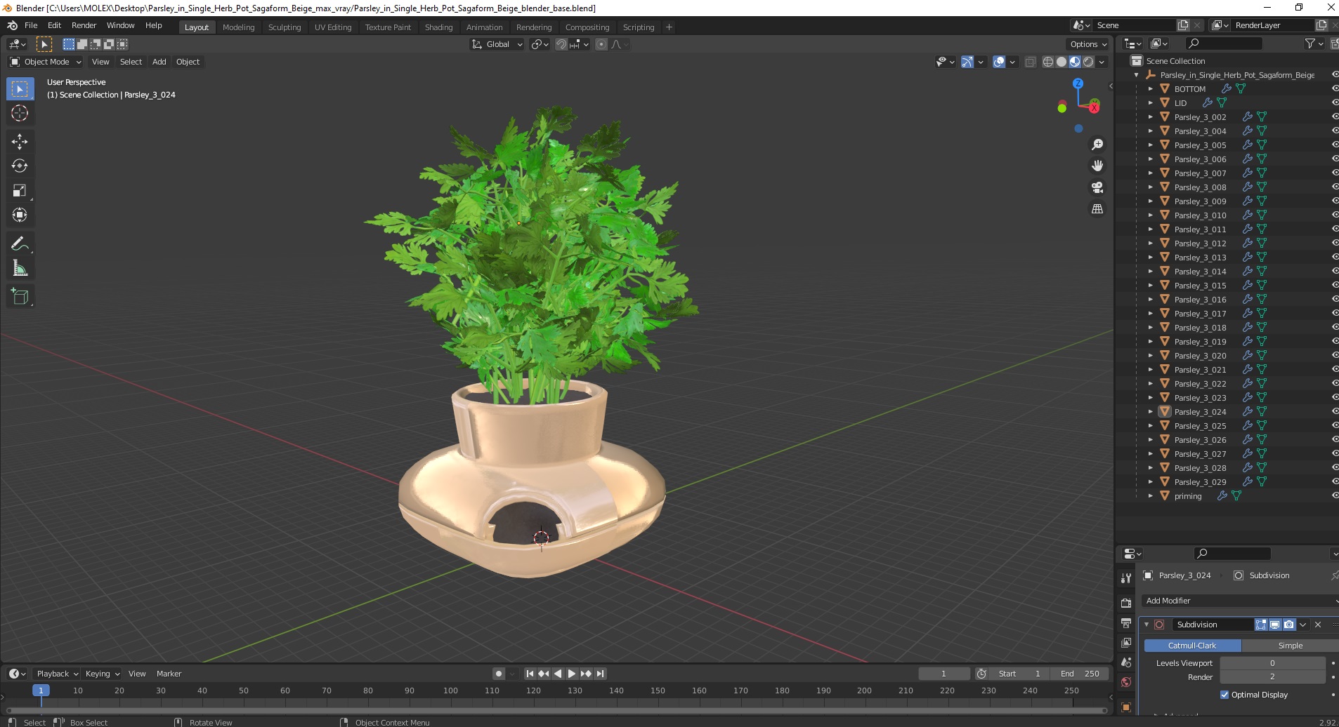 3D Parsley in Single Herb Pot Sagaform Beige