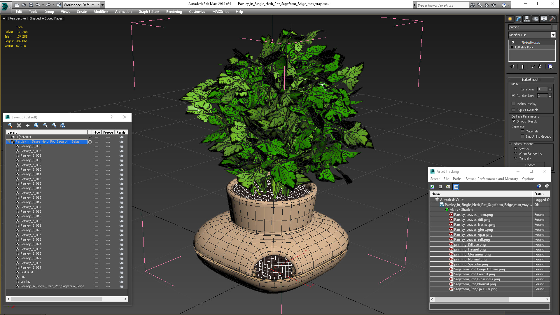 3D Parsley in Single Herb Pot Sagaform Beige