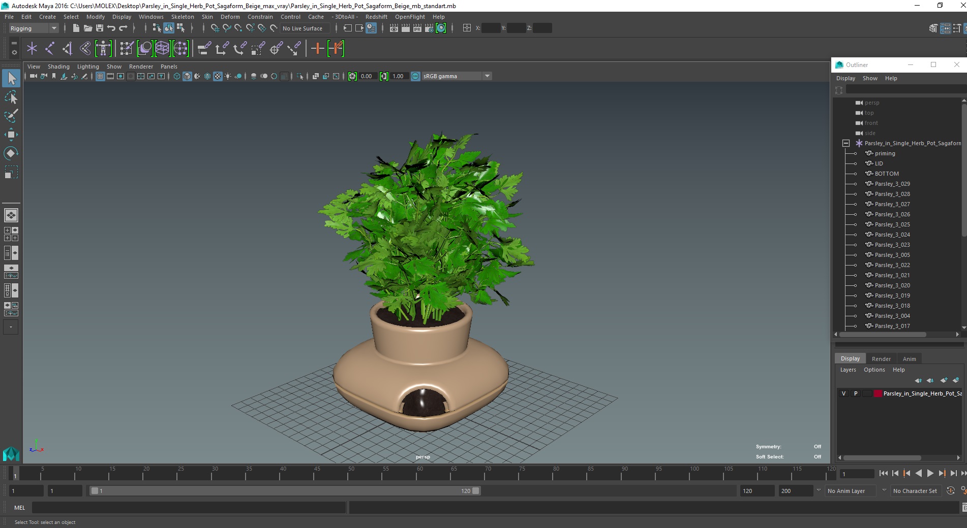 3D Parsley in Single Herb Pot Sagaform Beige