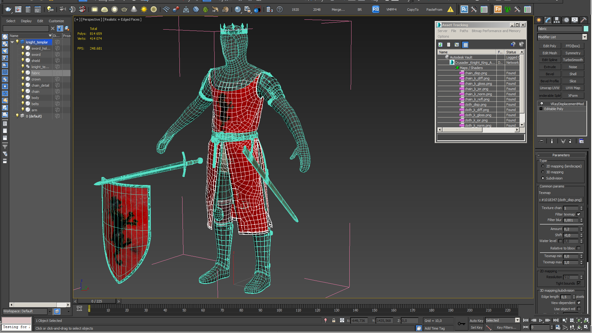 3D model Crusader Knight King Armor Set