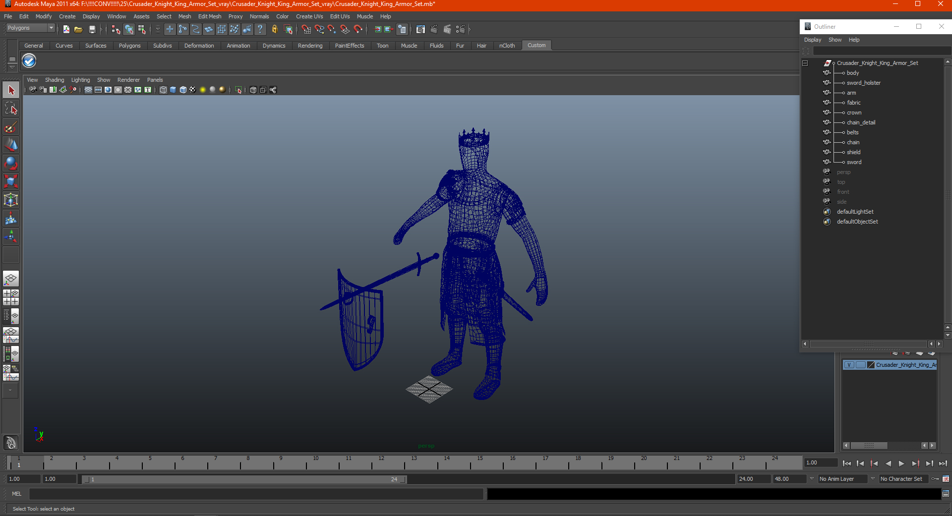 3D model Crusader Knight King Armor Set