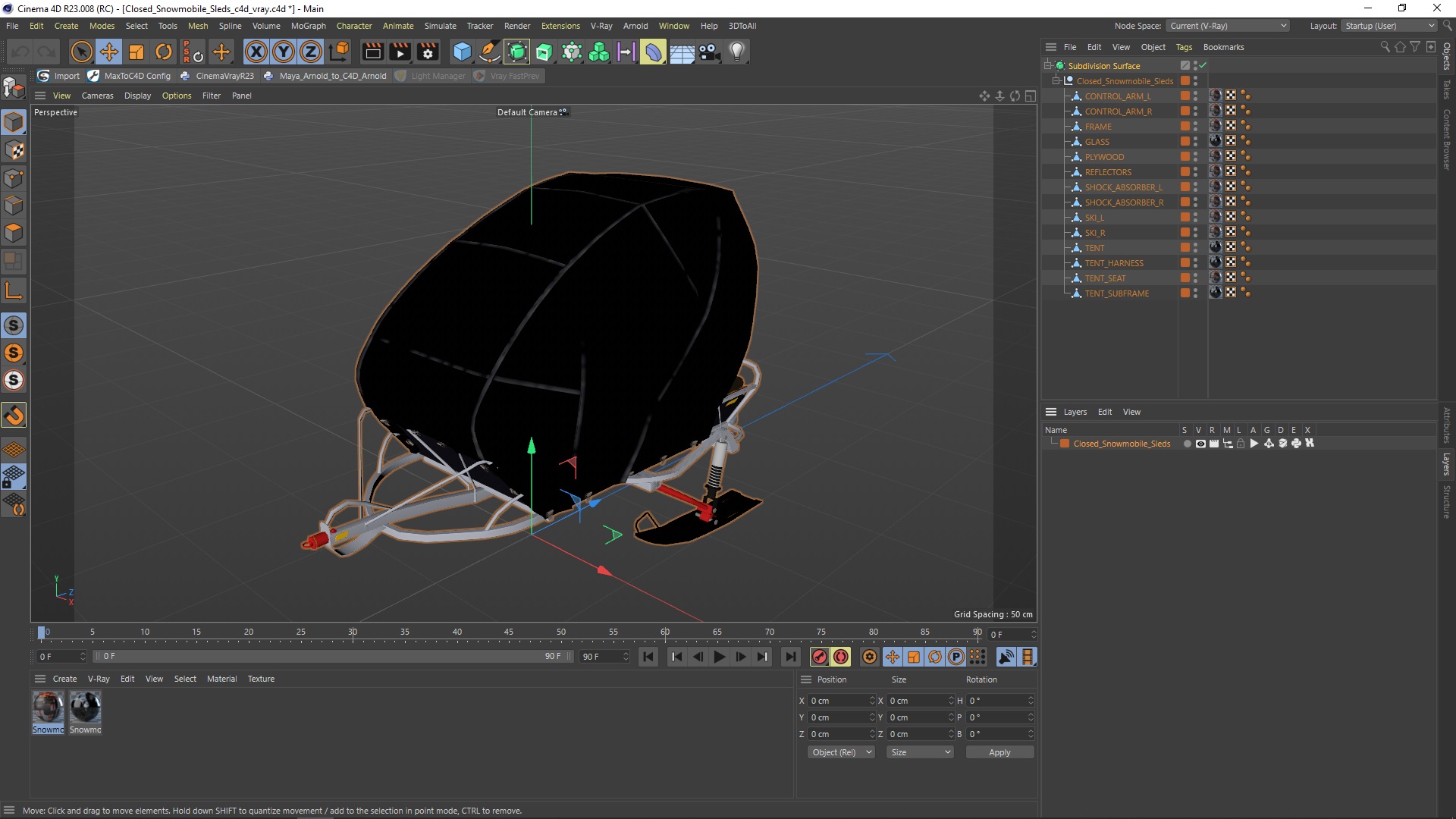 3D Closed Snowmobile Sleds model