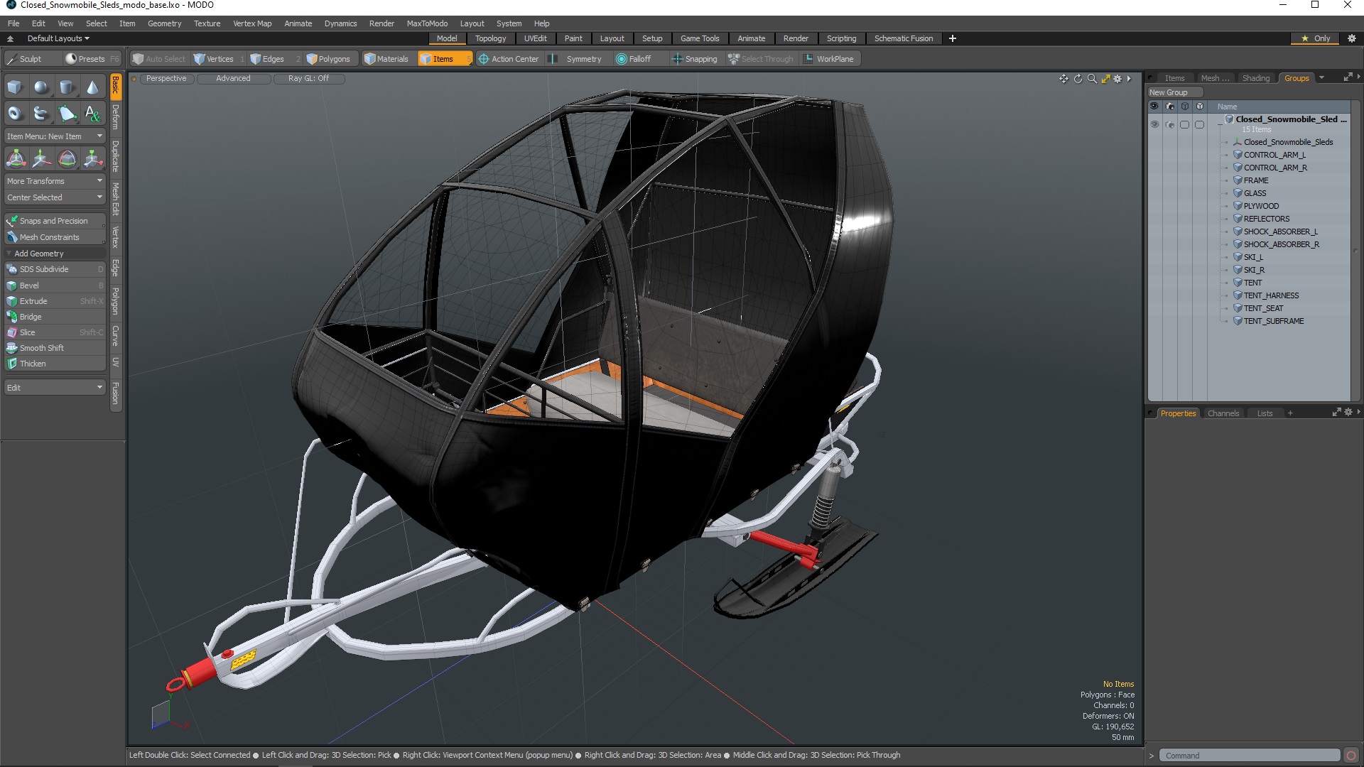3D Closed Snowmobile Sleds model