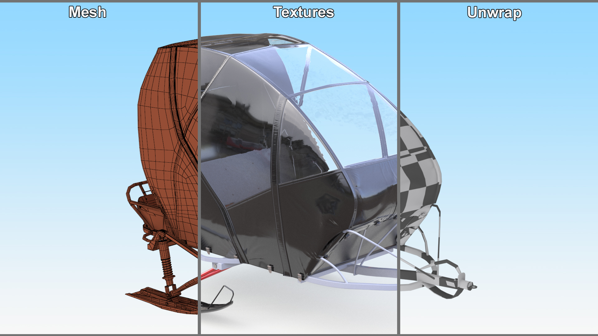 3D Closed Snowmobile Sleds model