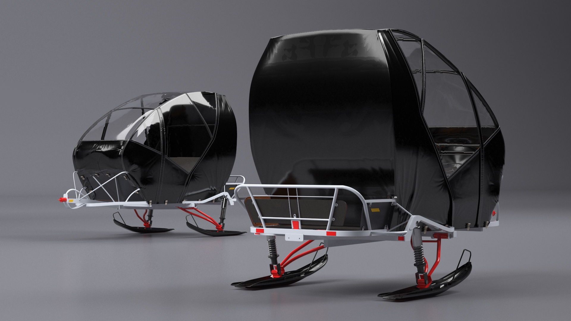 3D Closed Snowmobile Sleds model