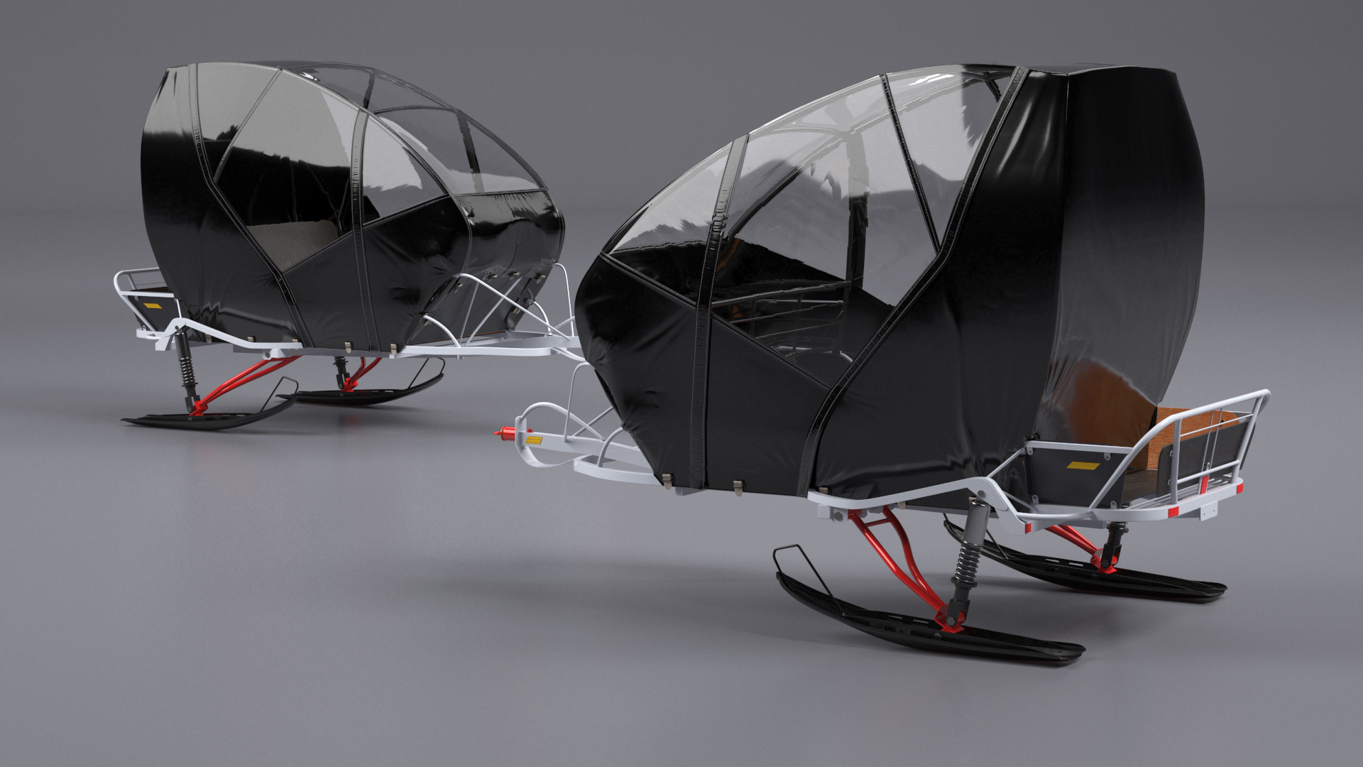 3D Closed Snowmobile Sleds model