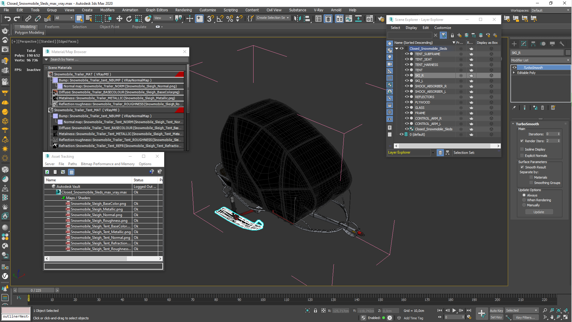 3D Closed Snowmobile Sleds model