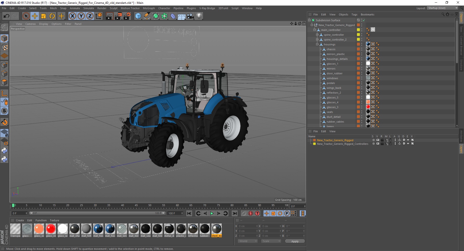3D model New Tractor Generic Rigged for Cinema 4D