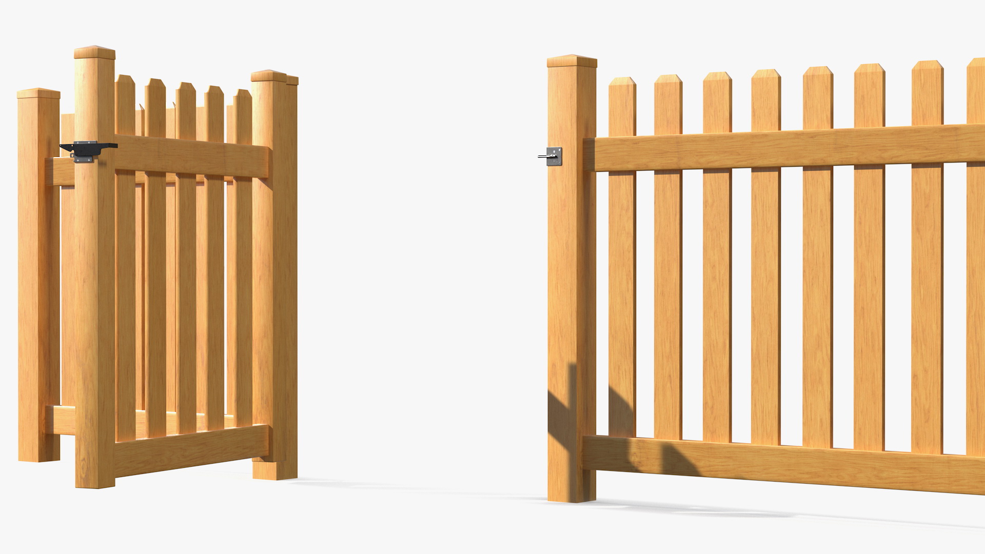 Wooden Picked Fence Section 3D