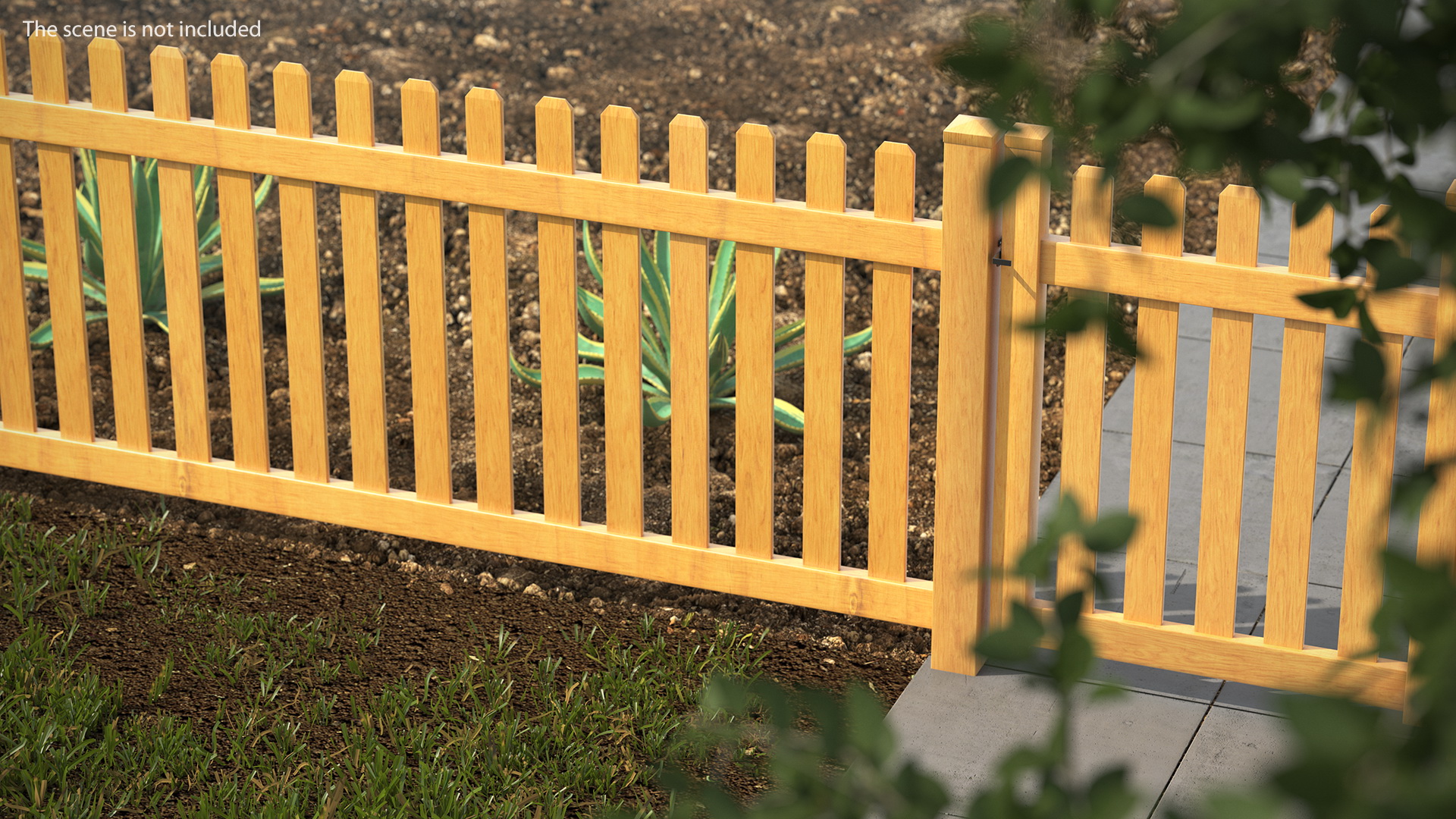 Wooden Picked Fence Section 3D