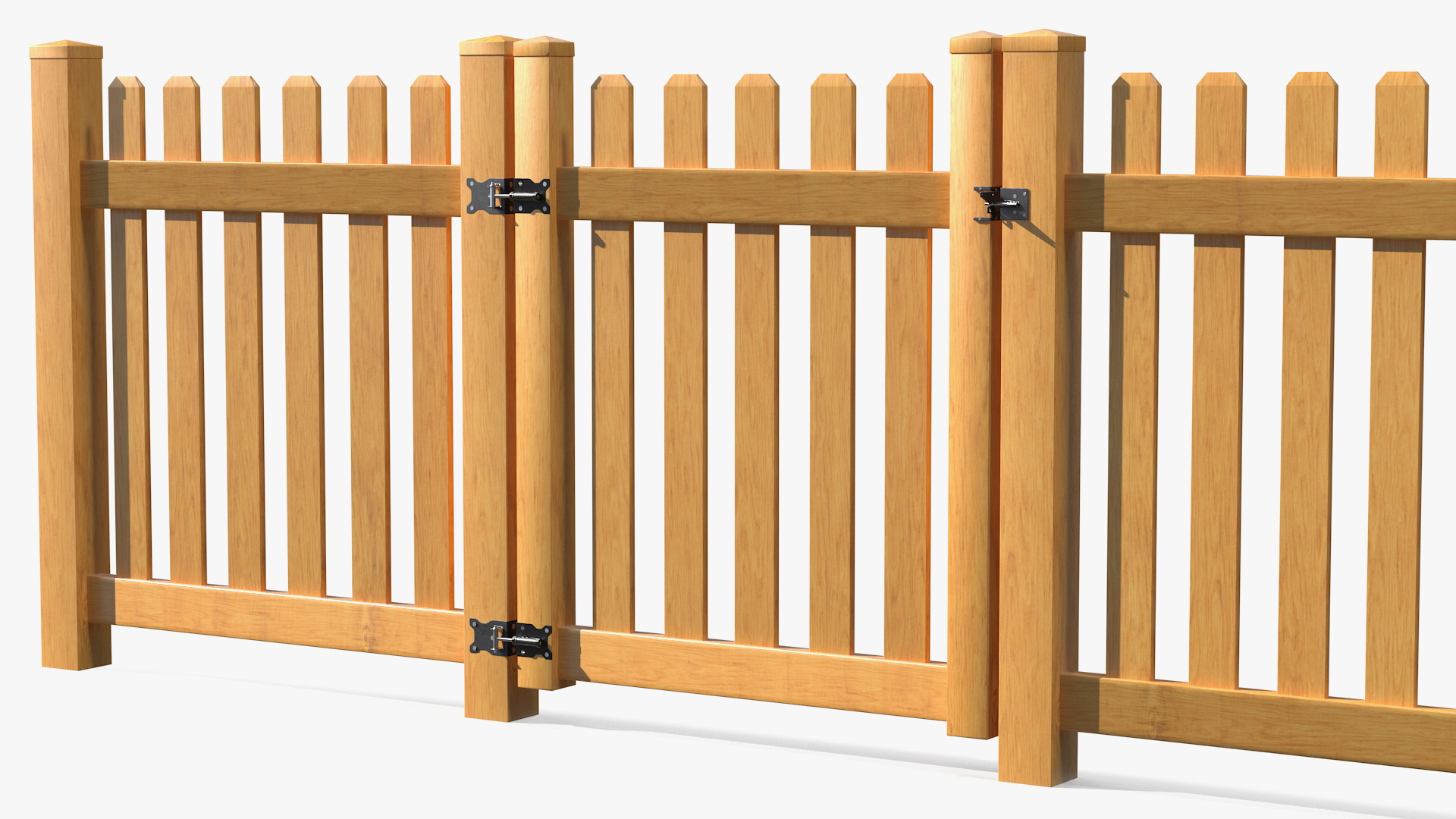 Wooden Picked Fence Section 3D