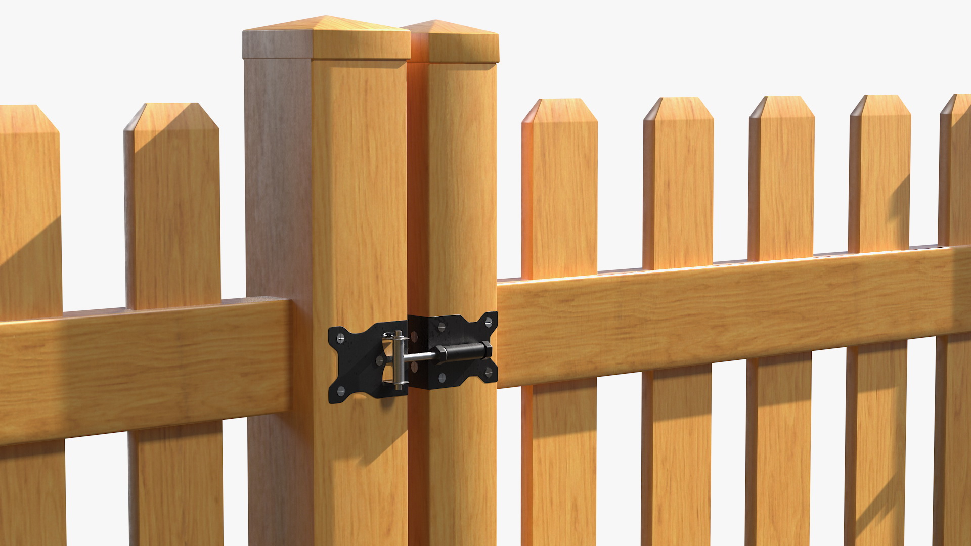 Wooden Picked Fence Section 3D