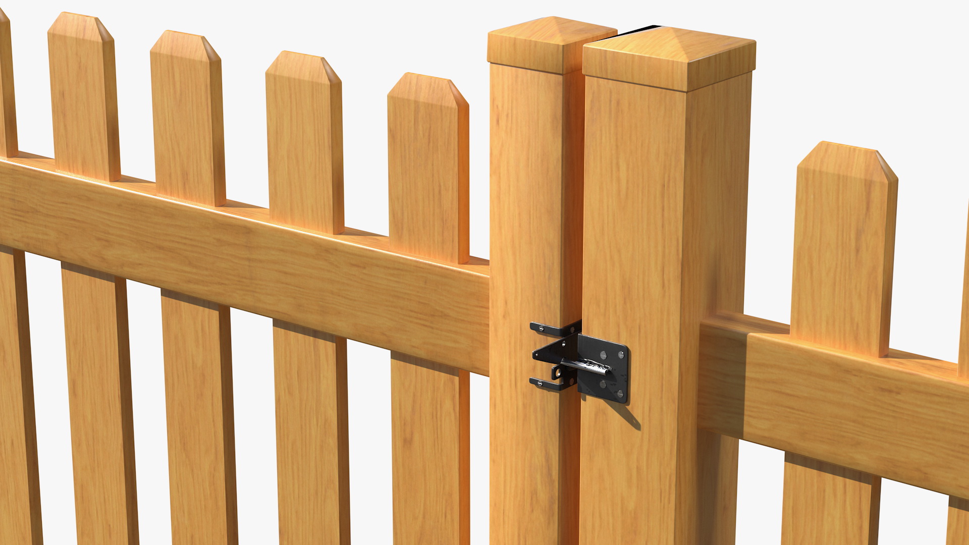 Wooden Picked Fence Section 3D